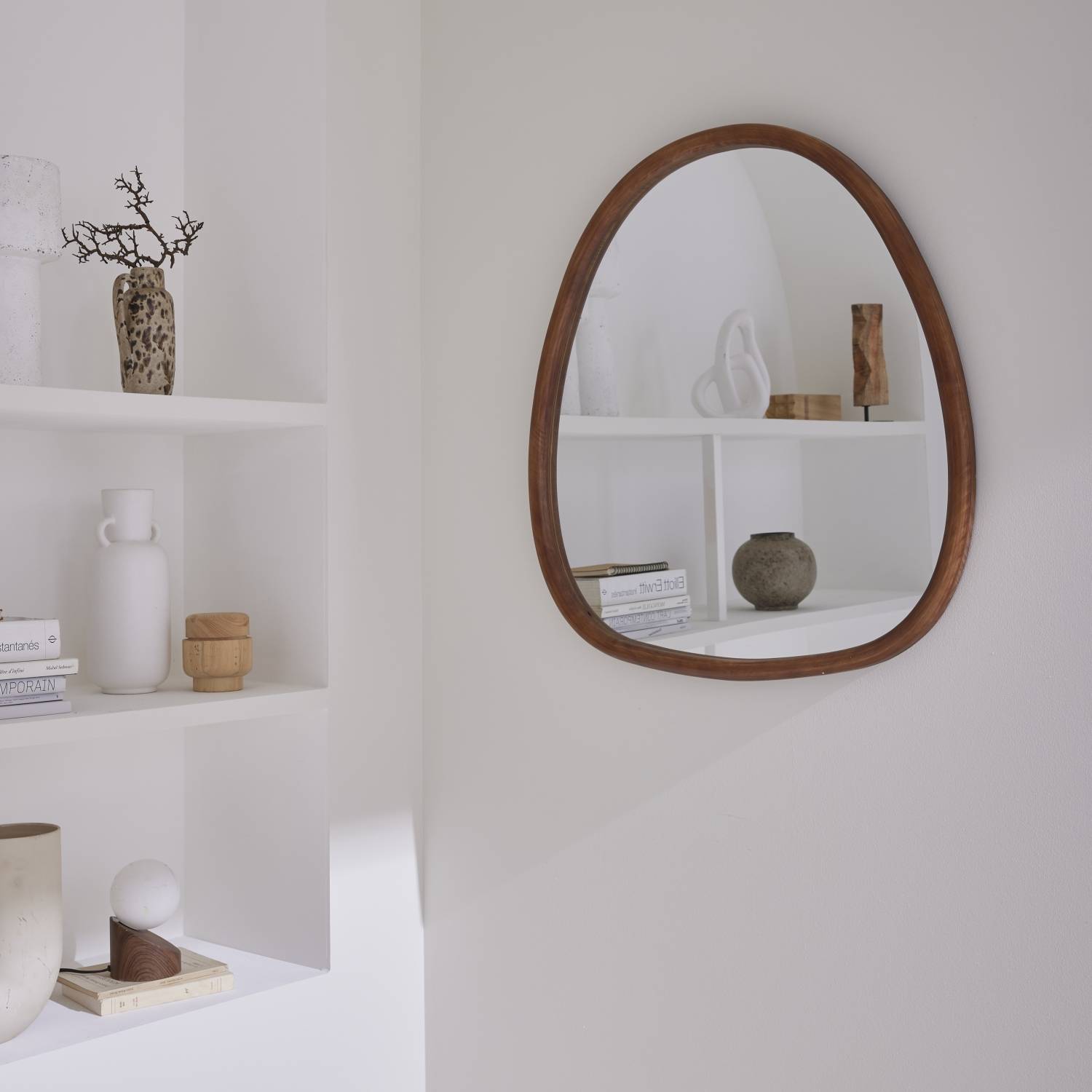 Specchio in legno di abete, 75cm, Marrone
