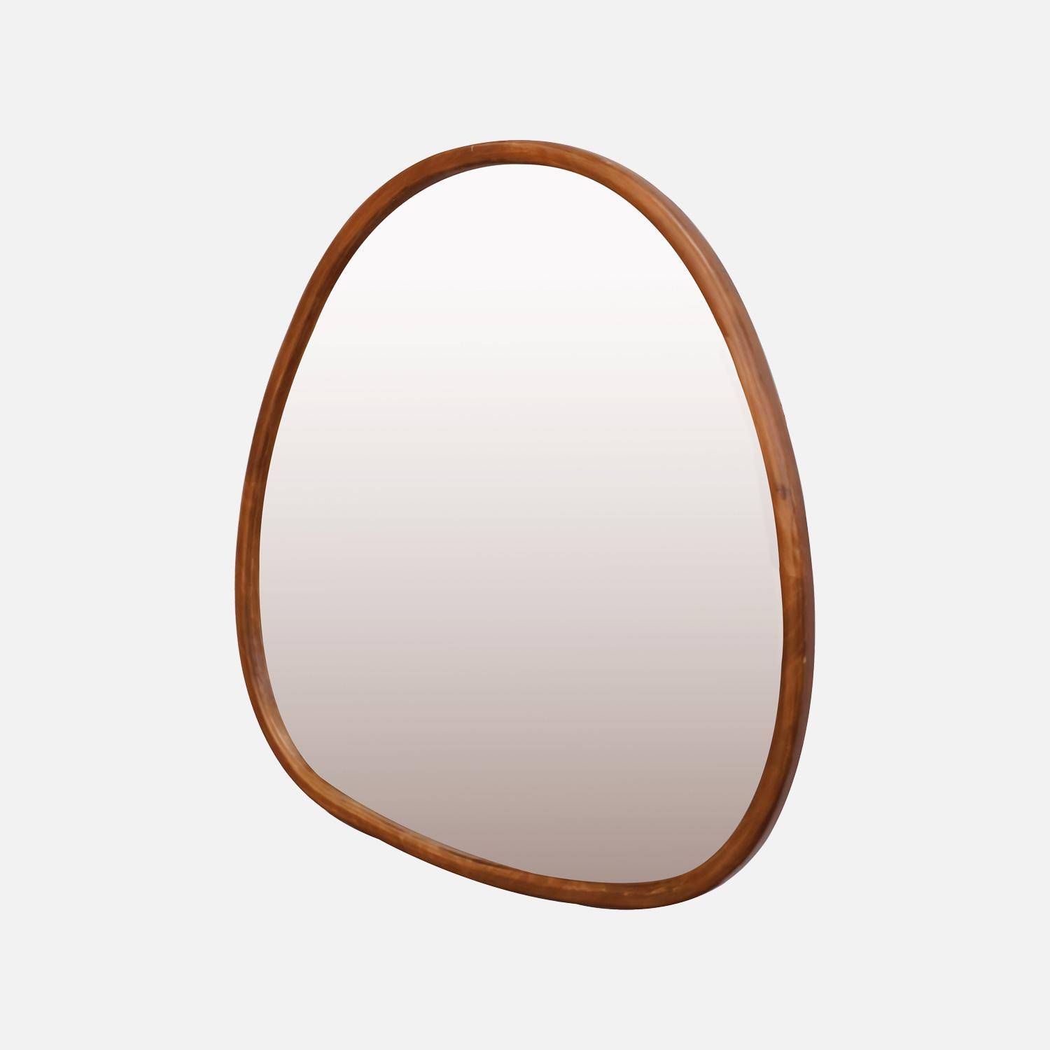 75cm oval wooden mirror, Charlie, Walnut, 70x3x75 cm,sweeek,Photo3