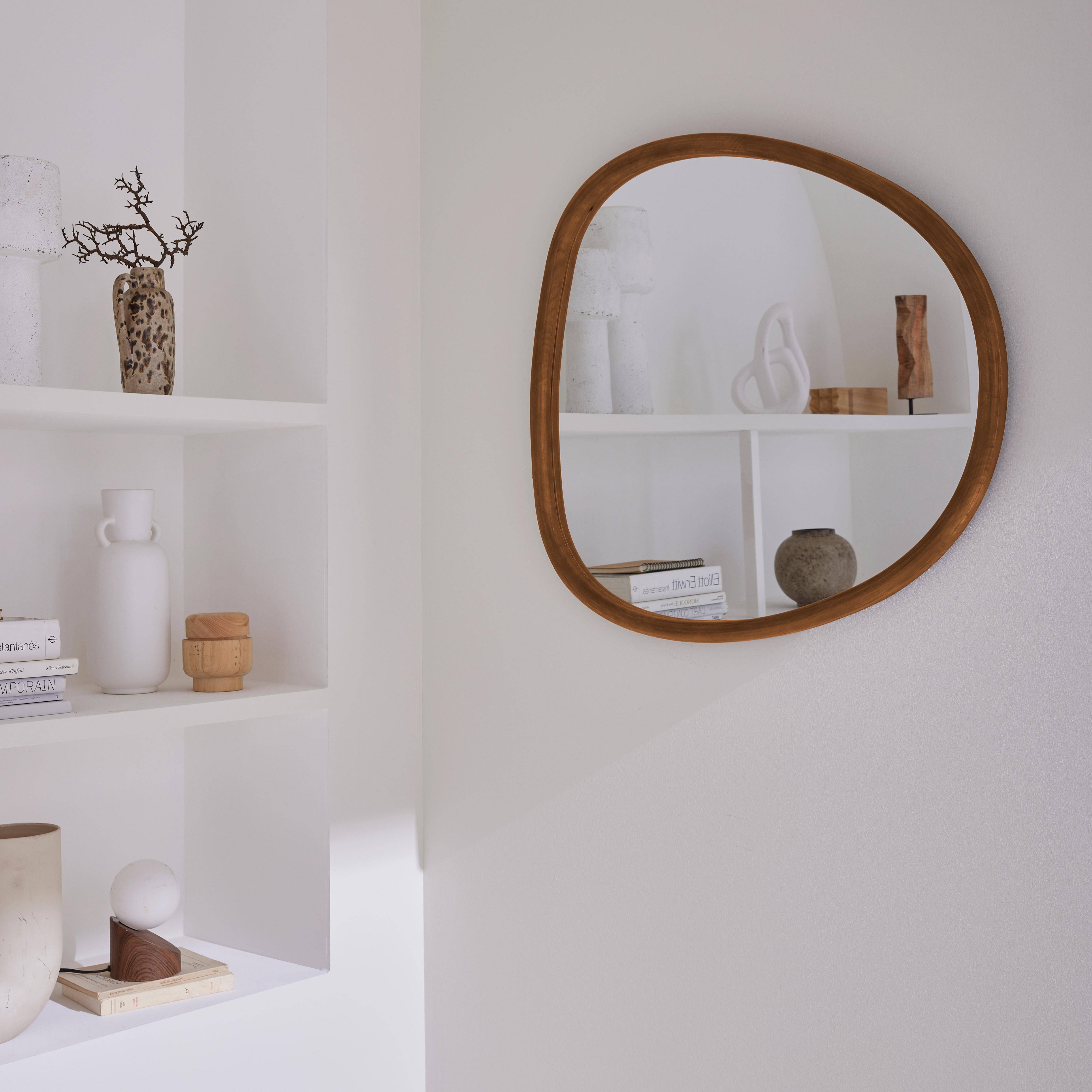75cm oval wooden mirror, Charlie, Walnut, 70x3x75 cm Photo5