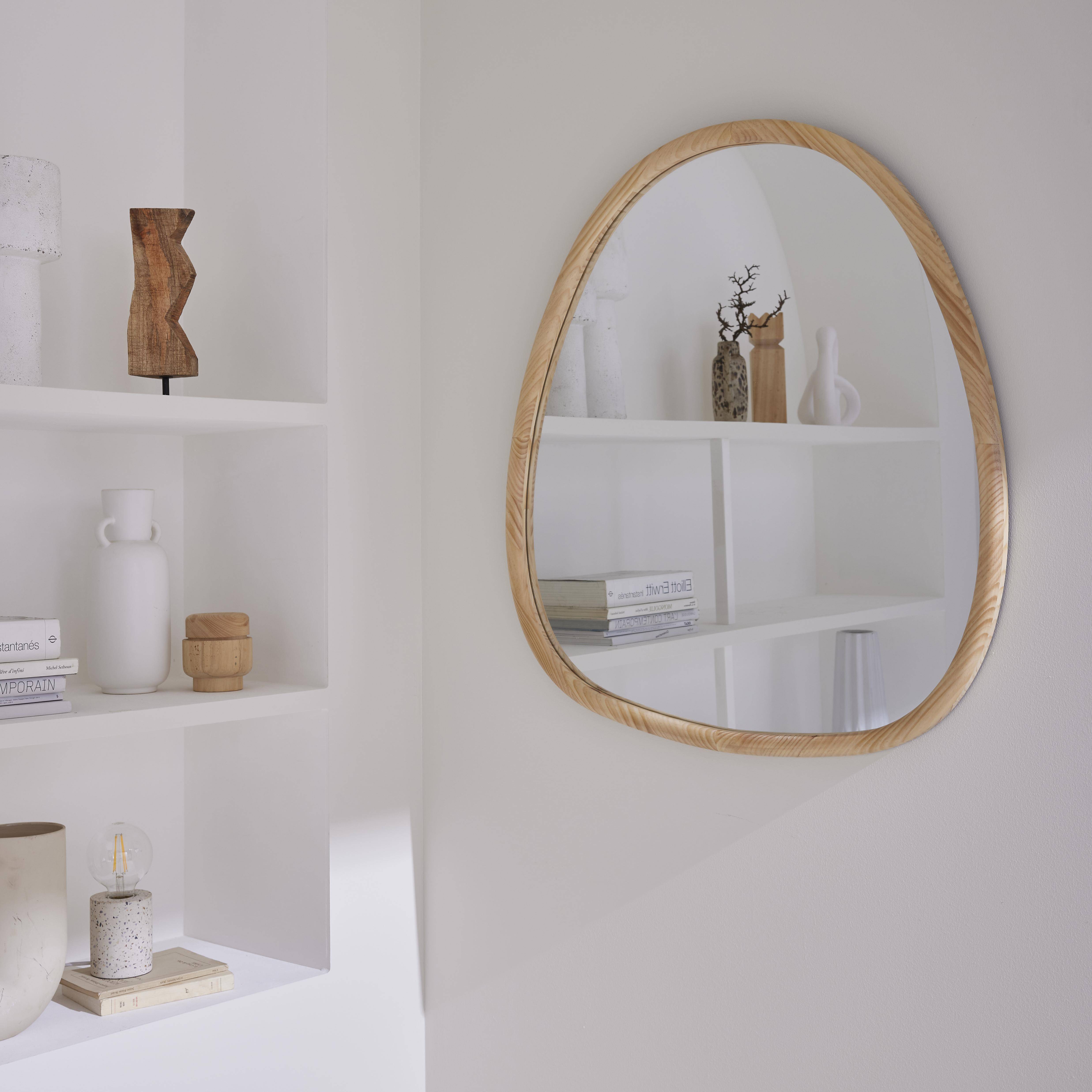 Spiegel van organisch dennenhout, 85cm natuurlijke houtkleur, Charlie, L 85 x B 79 x D 3cm Photo2