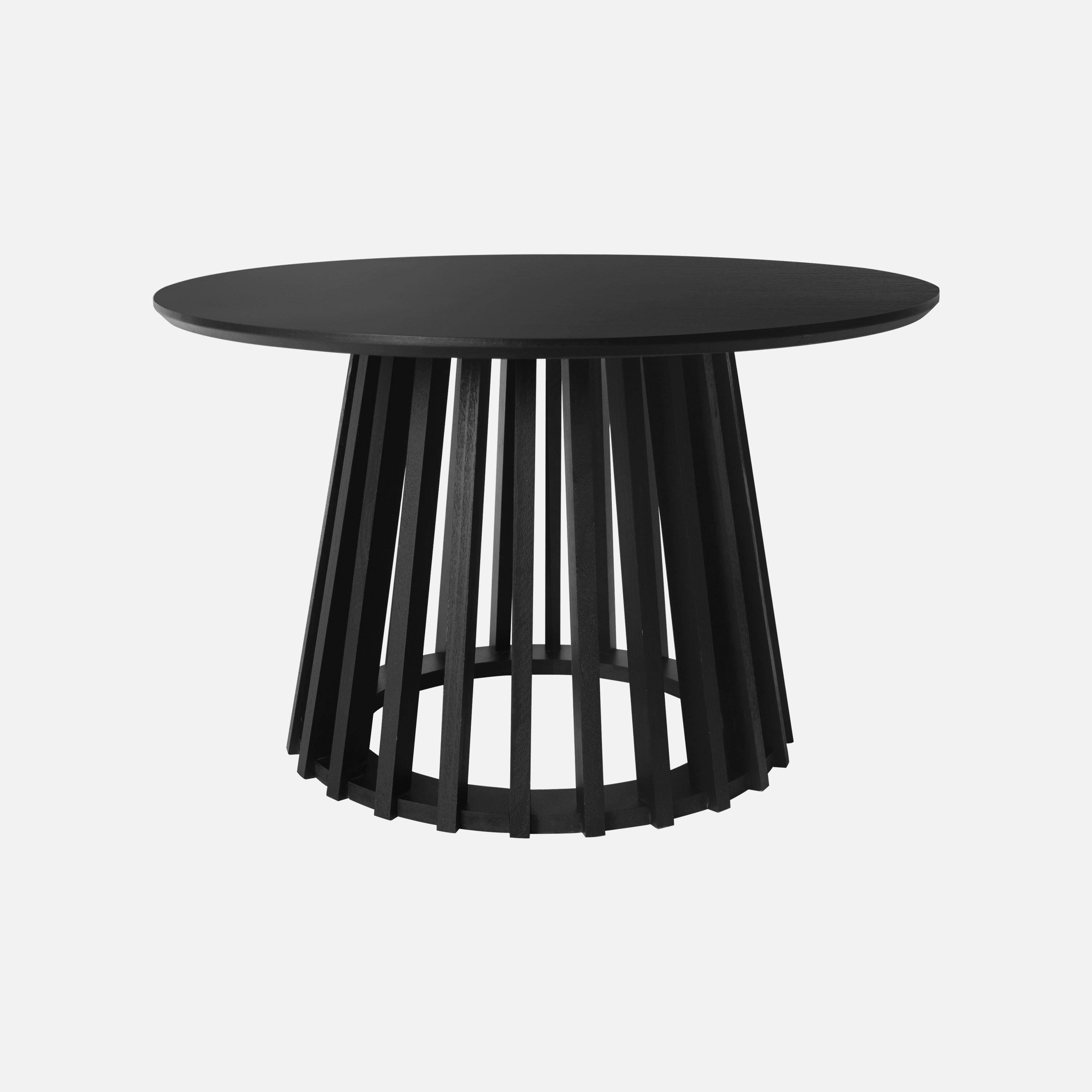 Conjunto de 2 mesas de centro redondas com tampo em madeira preta e pernas em madeira de abeto, 40cm e 60cm,sweeek,Photo2