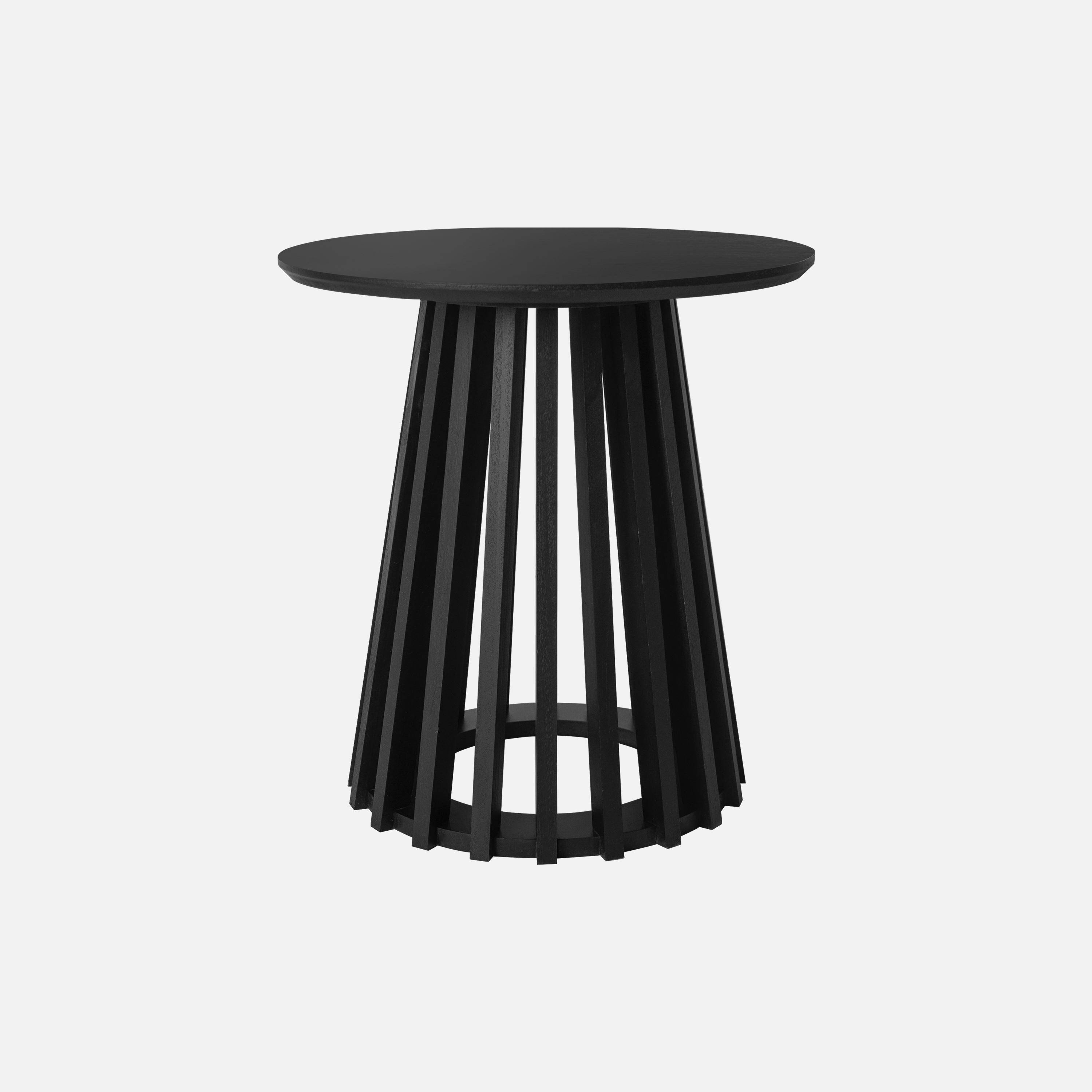 Lote de 2 mesas de centro redondas con tablero negro efecto madera y patas de abeto, 40cm y 60cm,sweeek,Photo3