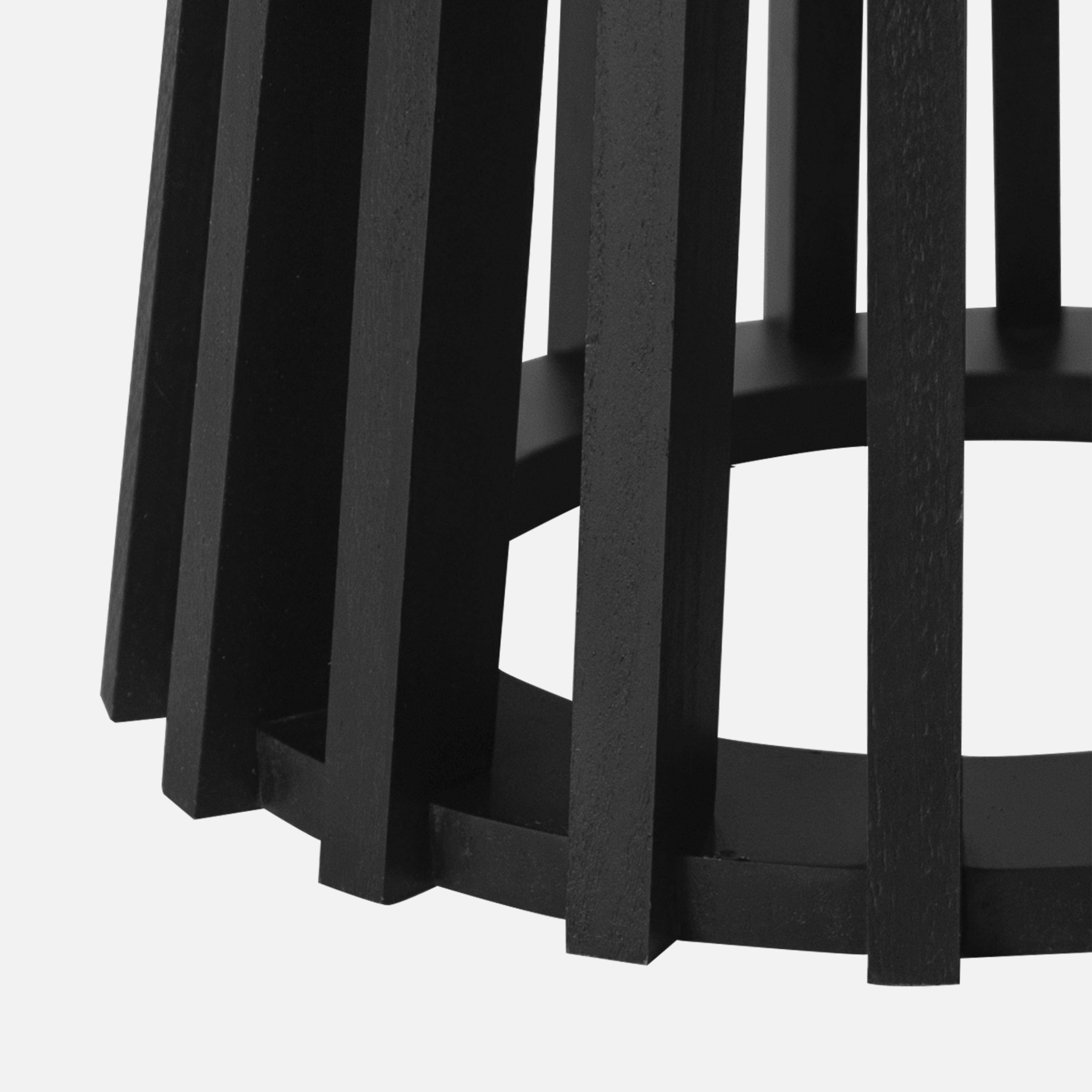 Set de 2 tables basses rondes plateau effet bois noir et pieds en bois de sapin, Ø40cm et Ø60cm,sweeek,Photo4
