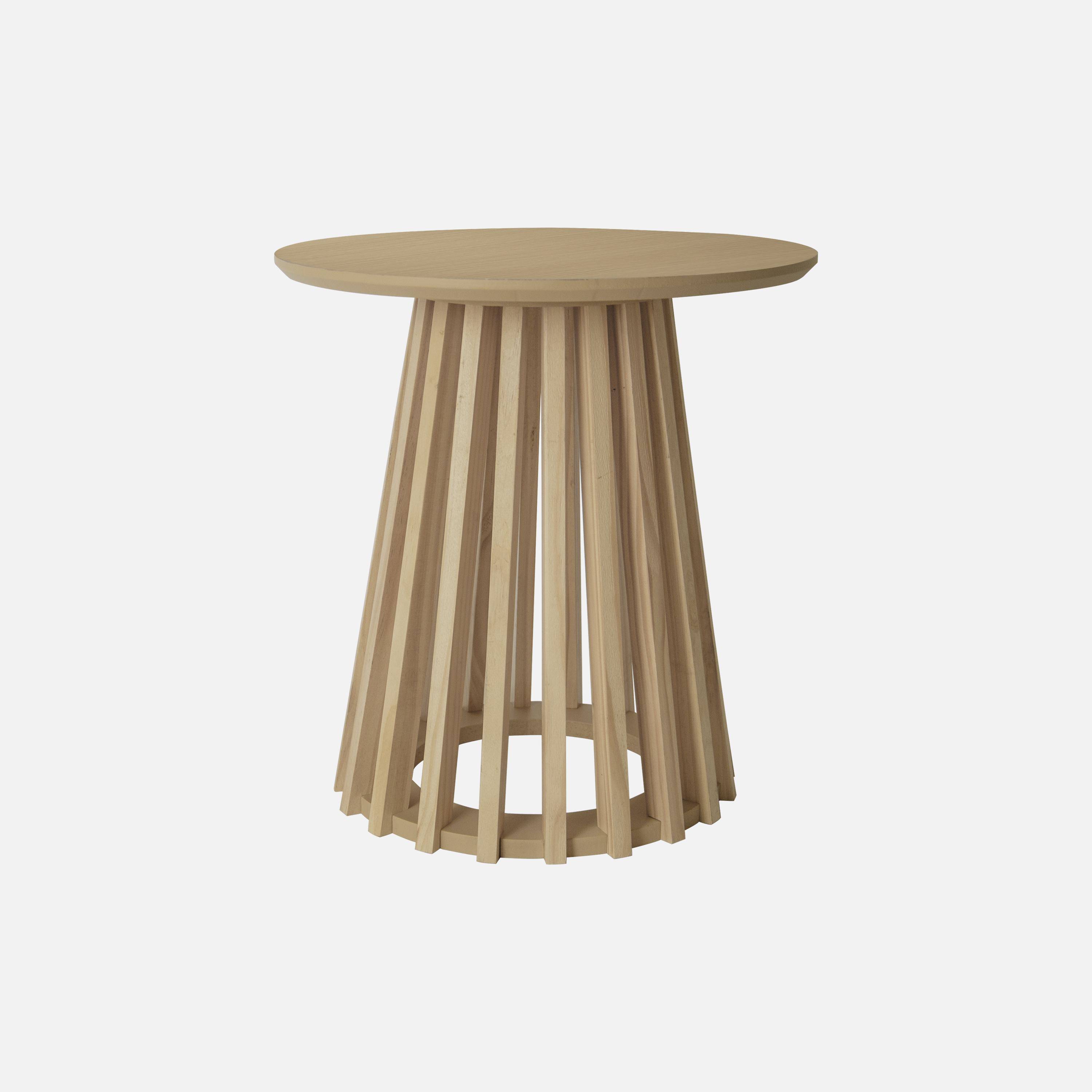 Conjunto de 2 mesas de centro redondas, tampo em carvalho e pernas em madeira de abeto, Ø40cm e Ø60cm Photo3