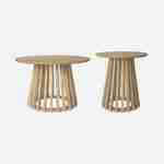 Set of 2 round coffee tables, oak-effect top and fir-wood legs, 40cm and 60cm Photo1