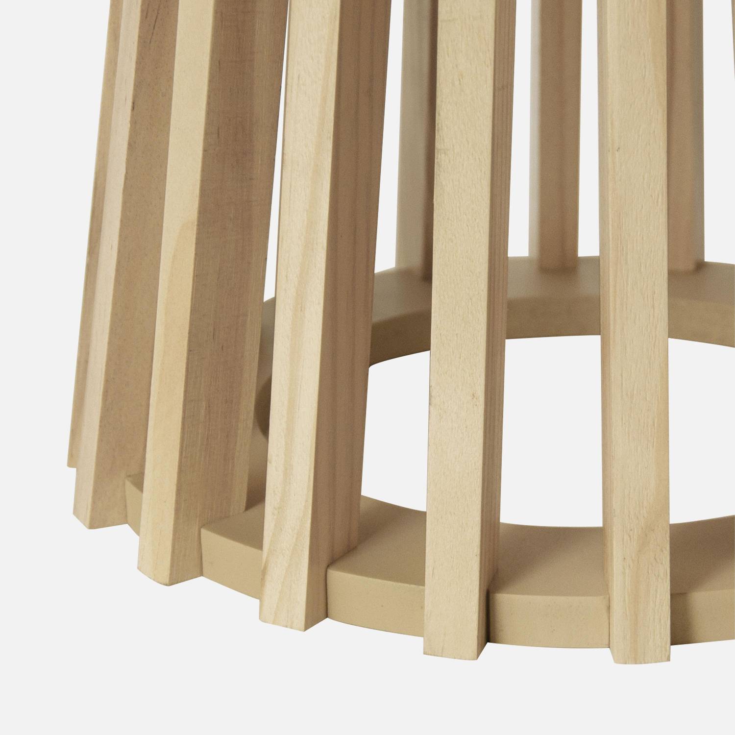 Set de 2 tables basses rondes plateau effet bois chêne et pieds en bois de sapin, Ø40cm et Ø60cm Photo4