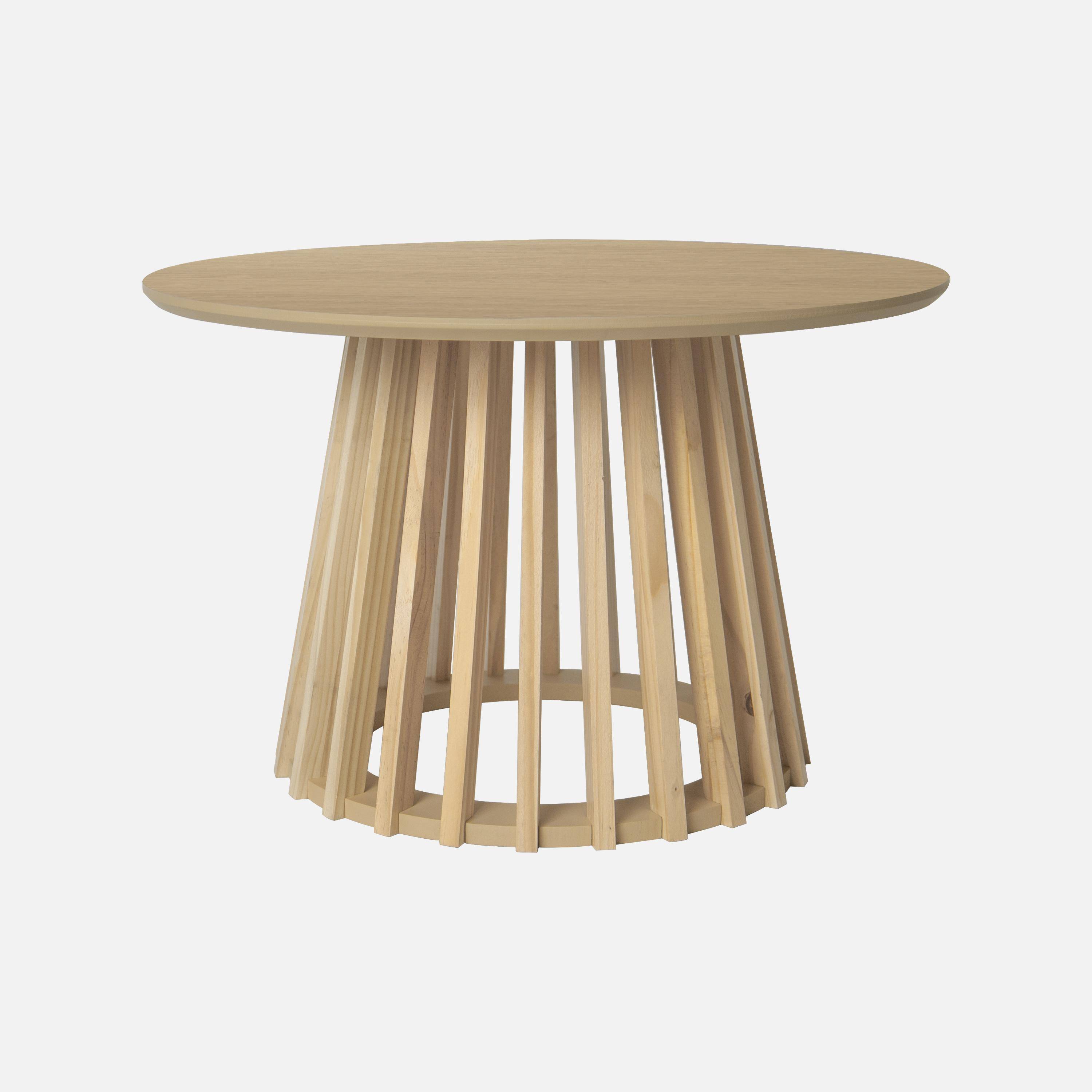 Conjunto de 2 mesas de centro redondas, tampo em carvalho e pernas em madeira de abeto, Ø40cm e Ø60cm Photo2