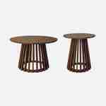 Conjunto de 2 mesas de centro redondas com tampo em madeira de nogueira e pernas em madeira de abeto, Ø40cm e Ø60cm Photo1