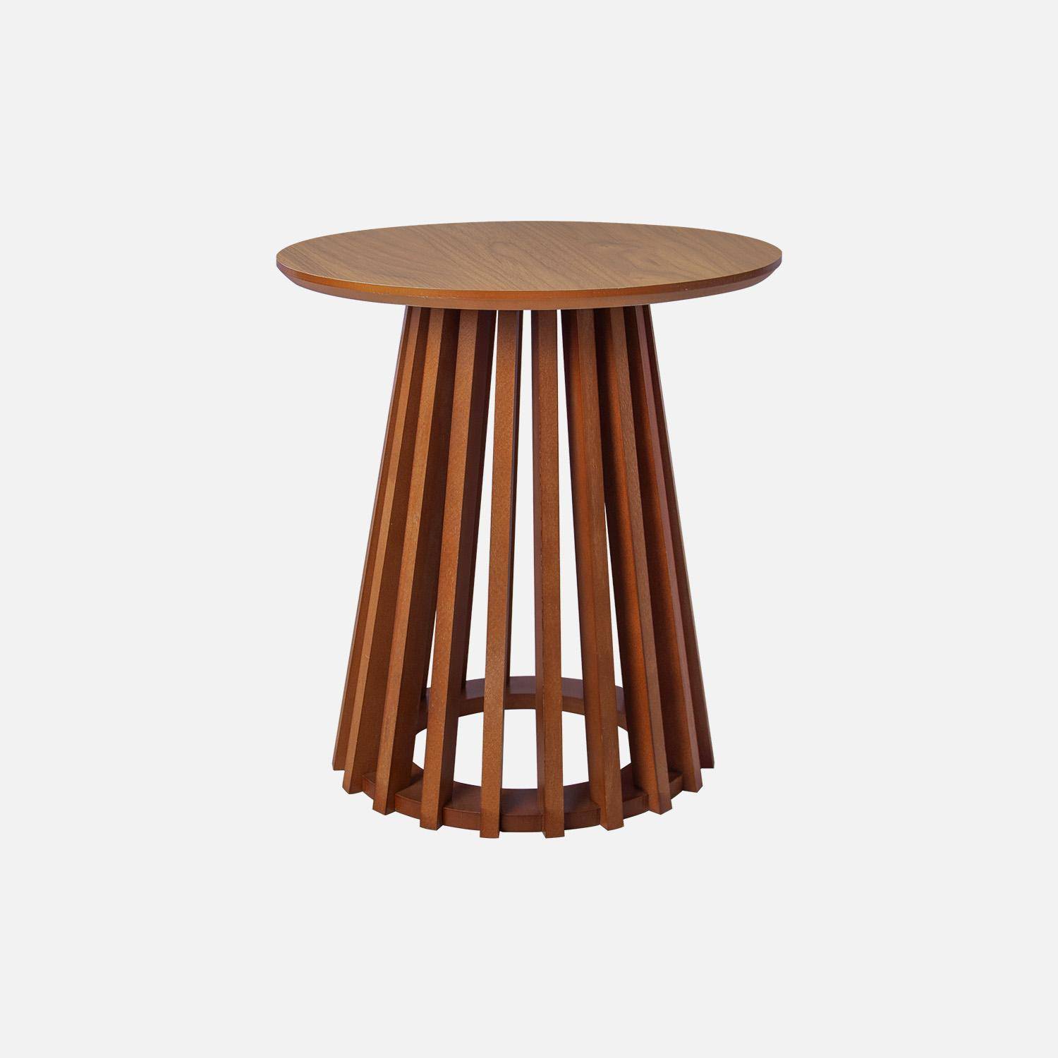 Set van 2 ronde salontafels, walnoothoutkleurig tafelblad en dennenhouten poten, Ø40cm en Ø60cm,sweeek,Photo5