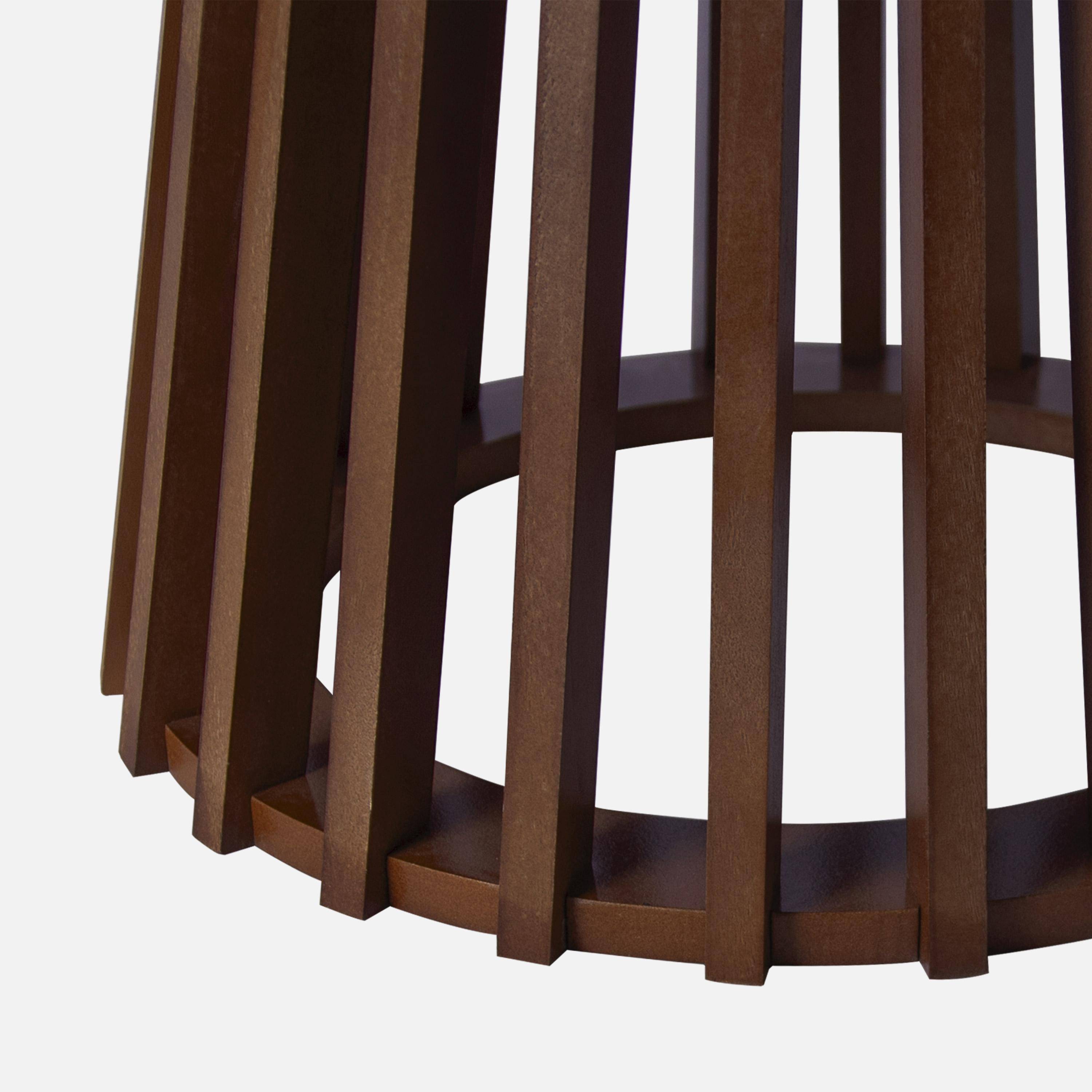 Lote de 2 mesas de centro redondas con tablero efecto madera de nogal y patas de abeto, 40cm y 60cm Photo4