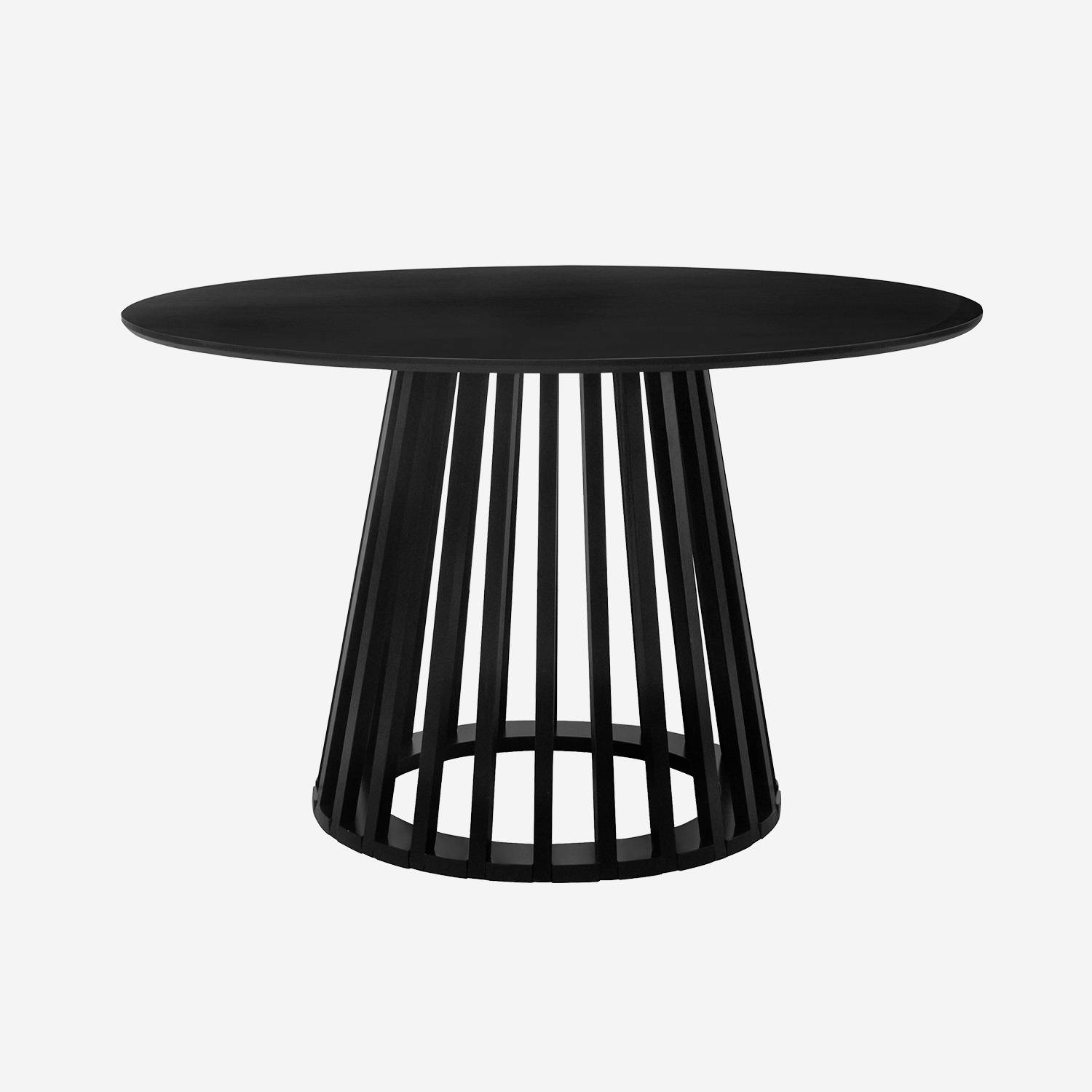 Table à manger effet bois noir,  Ø120cm 4 places