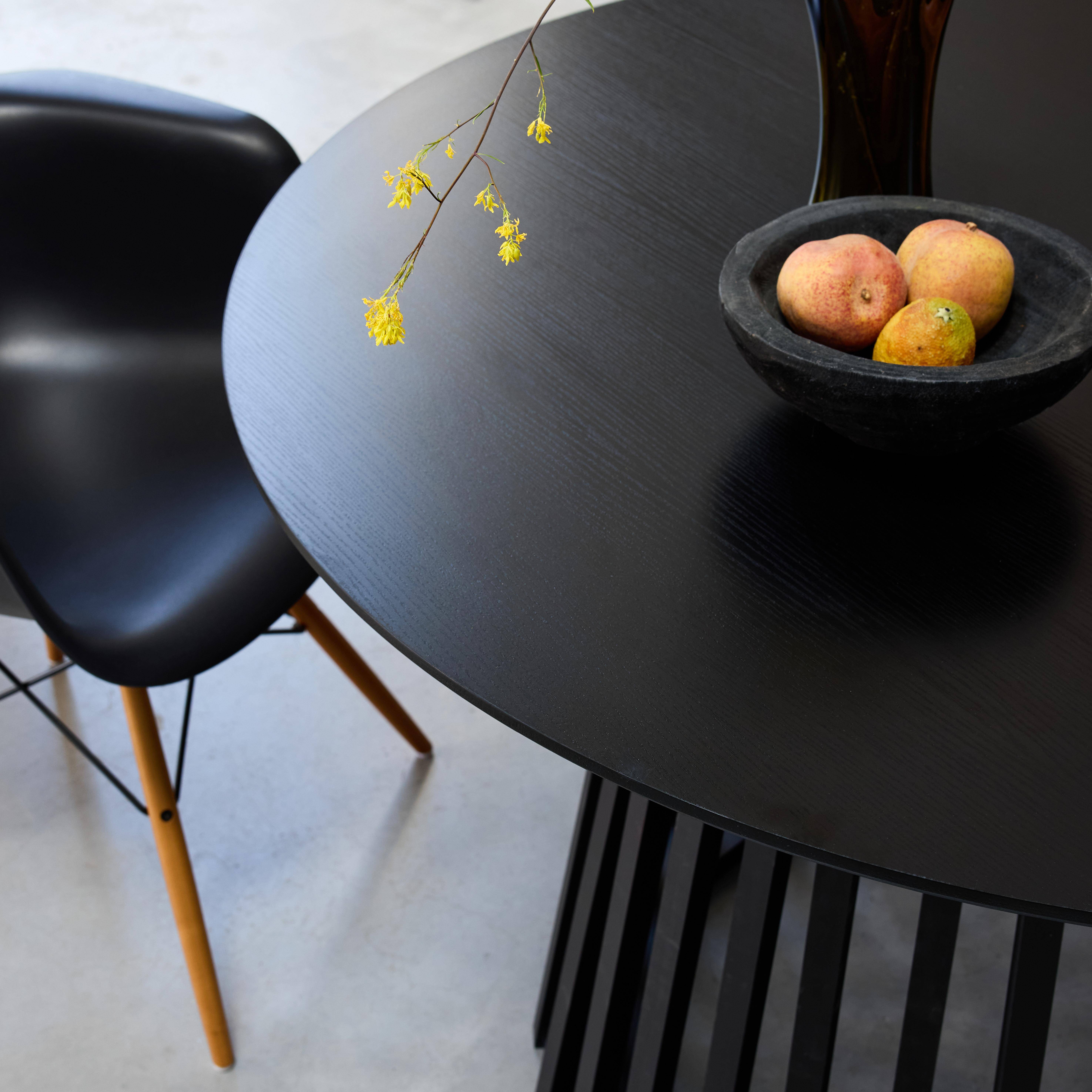 Mesa de comedor efecto madera de 4 plazas, Clara, Negro, 120x120x75 cm,sweeek,Photo2
