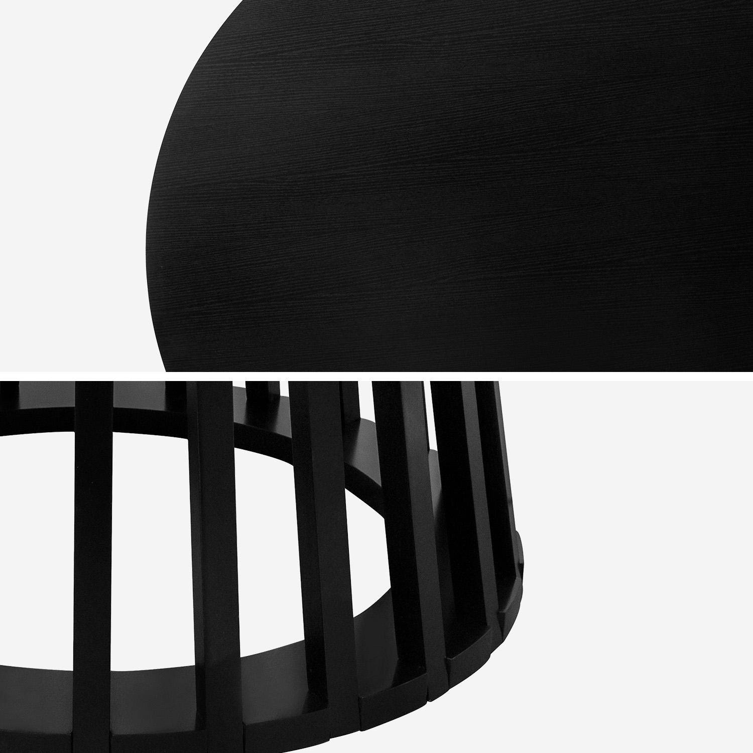 Table à manger effet bois noir, pieds bois de sapin 4 places Ø120cm Photo3