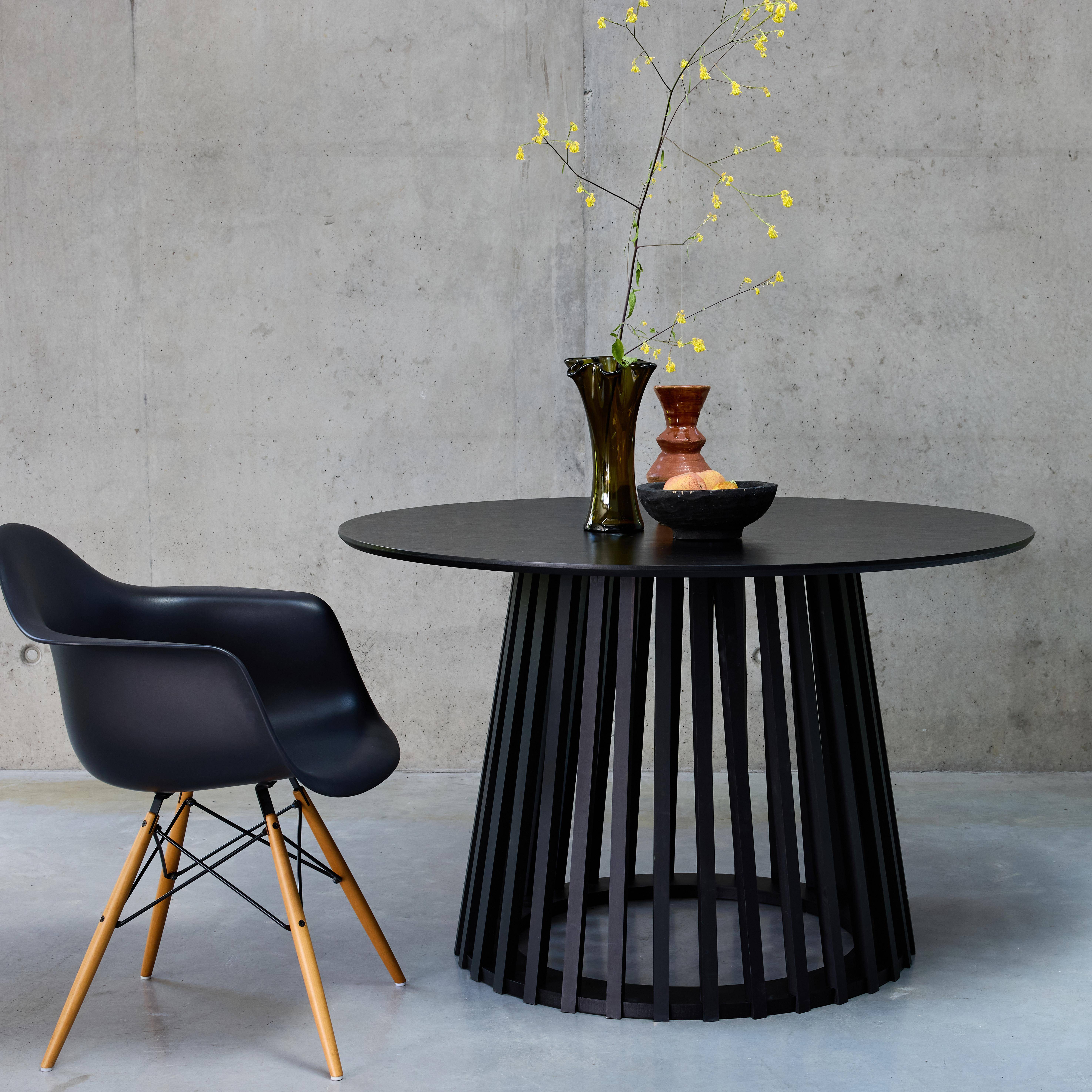 Mesa de comedor efecto madera de 4 plazas, Clara, Negro, 120x120x75 cm Photo1