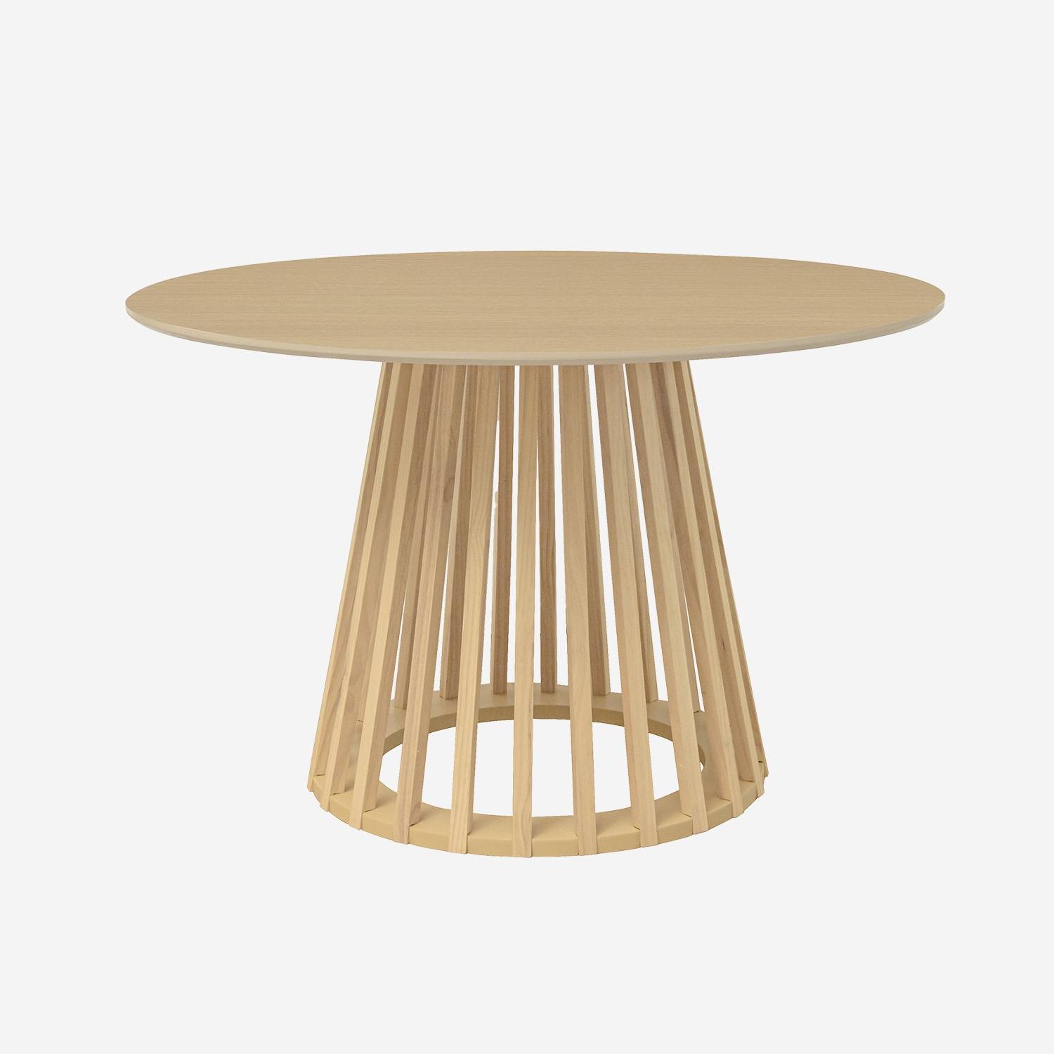Table à manger effet bois chêne,  Ø120cm 4 places