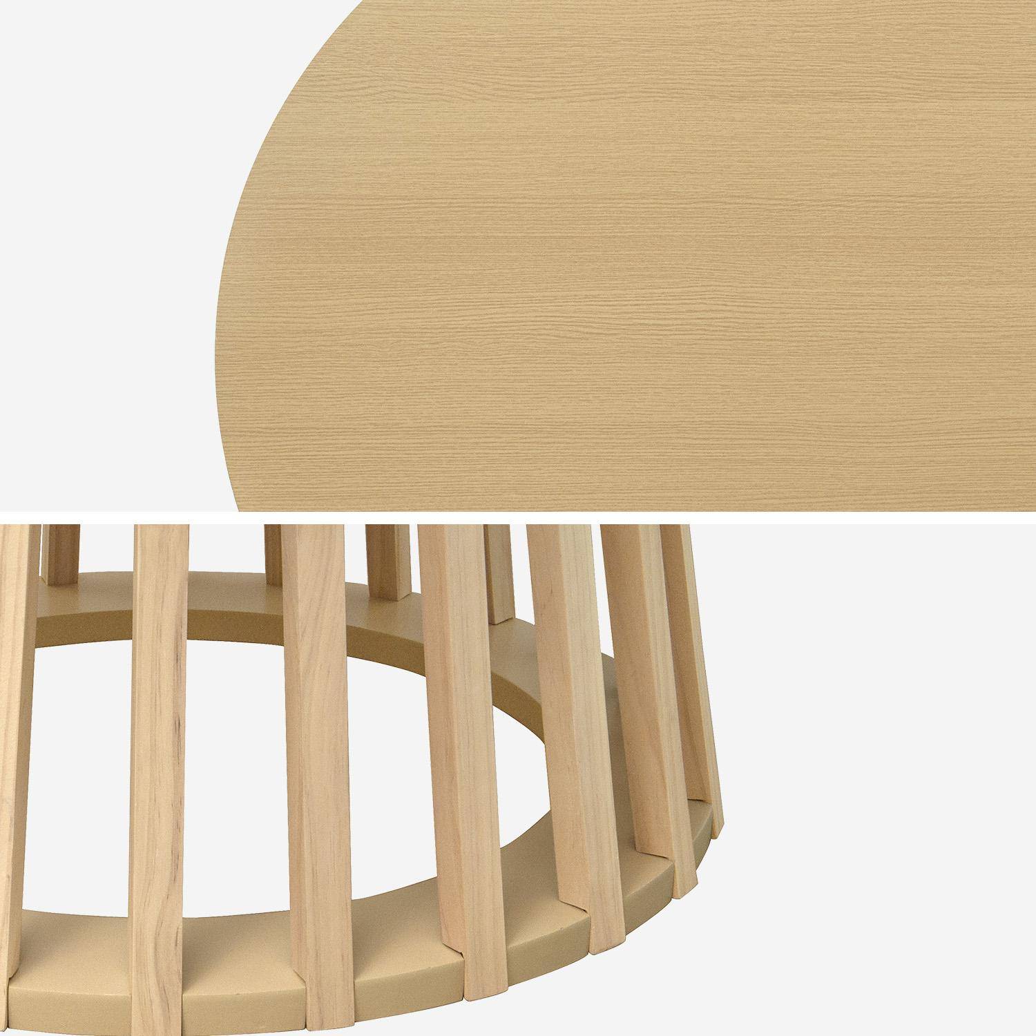 Eettafel met eikenhoutkleur, dennenhouten poten, 4 zitplaatsen, Ø120cm Photo4