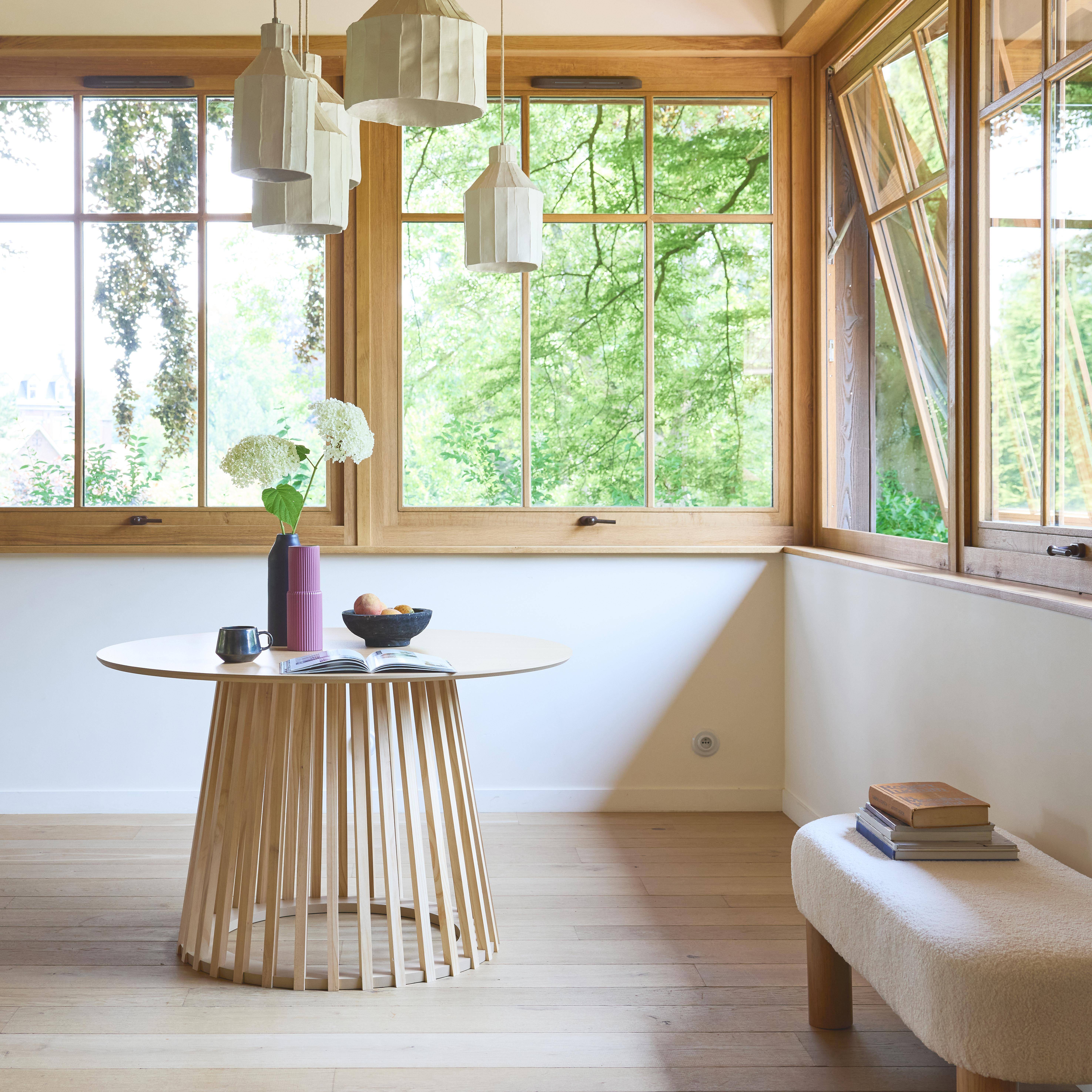 Mesa de comedor efecto madera de 4 plazas, Clara, Roble, 120x120x75 cm Photo2