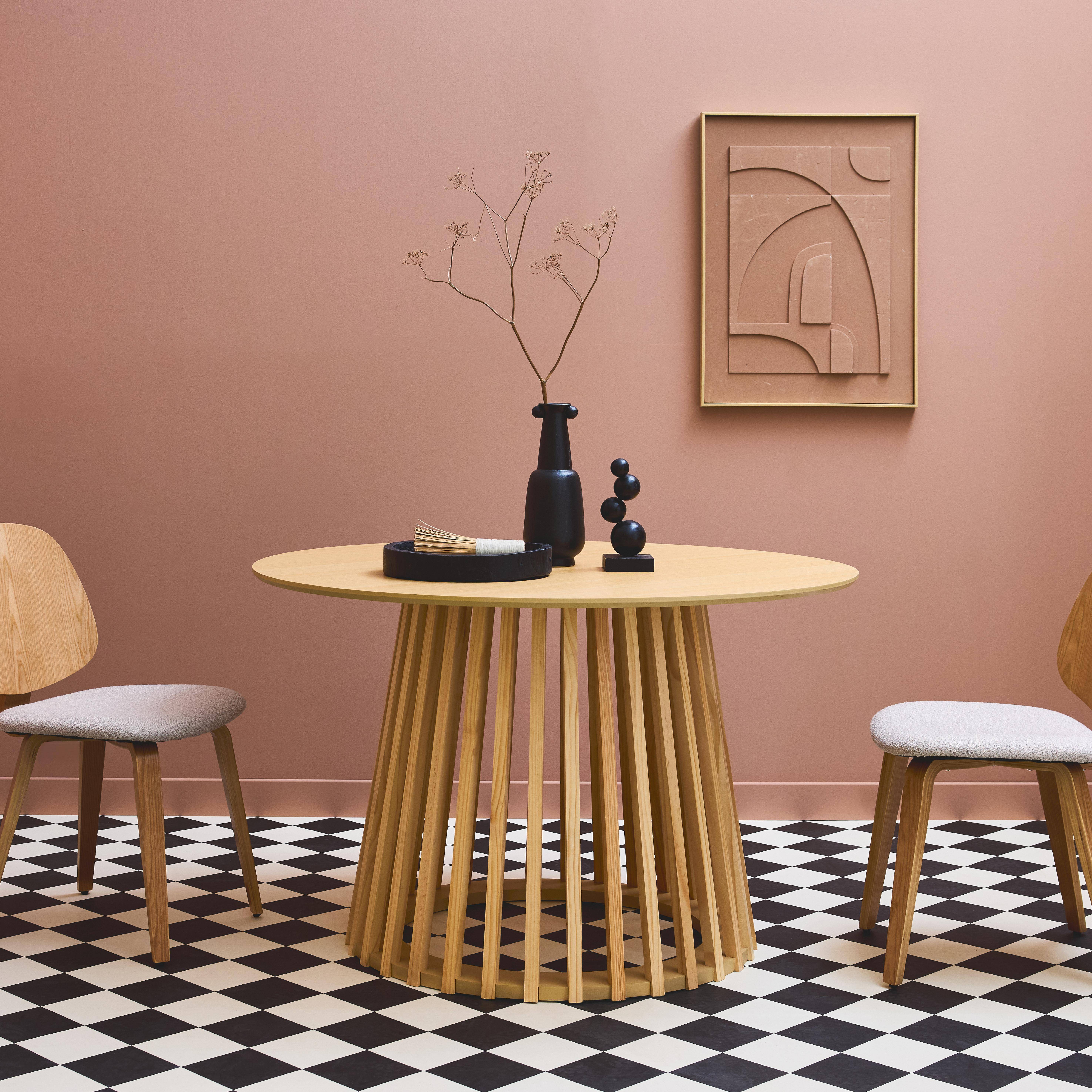 Mesa de comedor efecto madera de 4 plazas, Clara, Roble, 120x120x75 cm Photo3