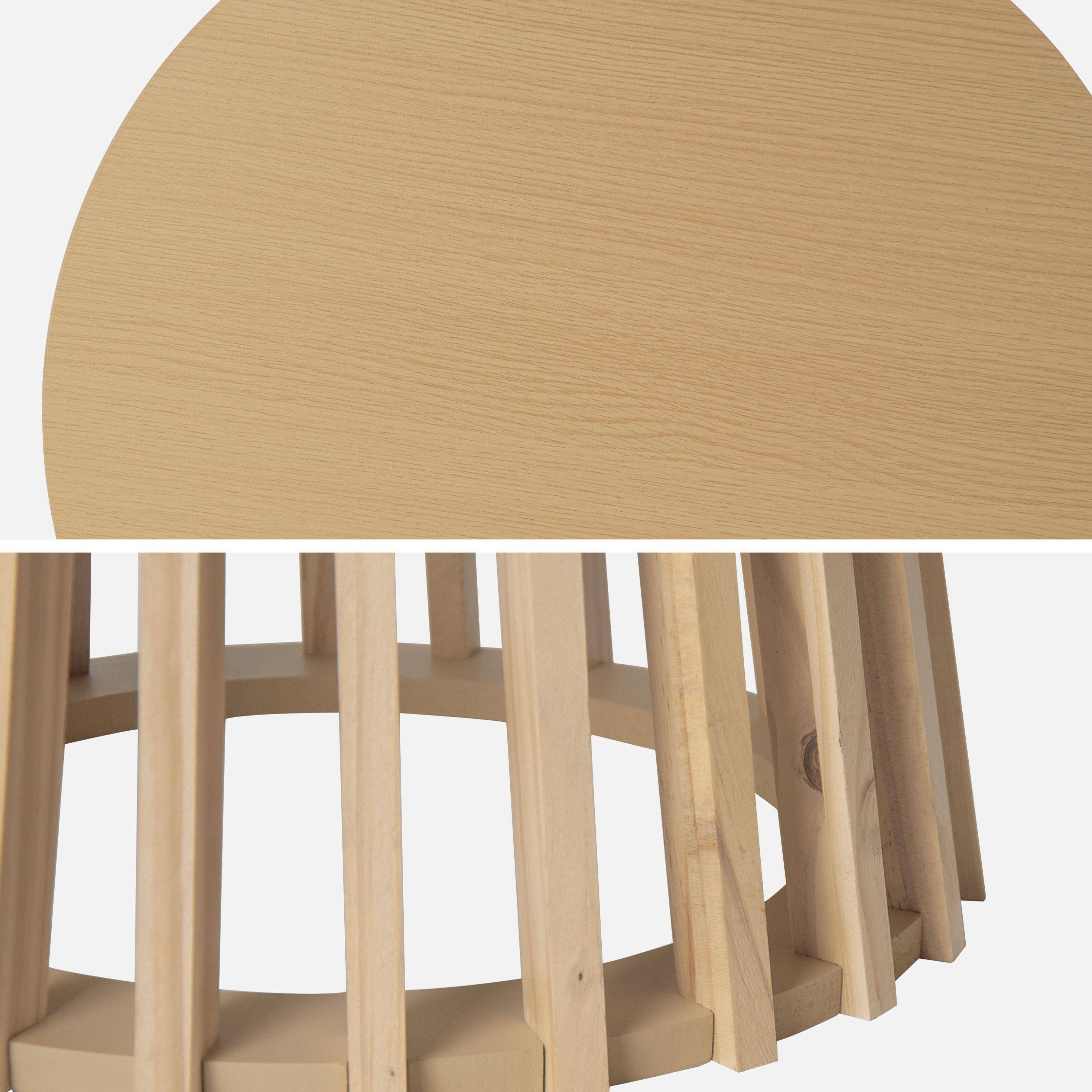 Table à manger effet bois chêne pieds bois de sapin 4 places Ø120cm Photo2