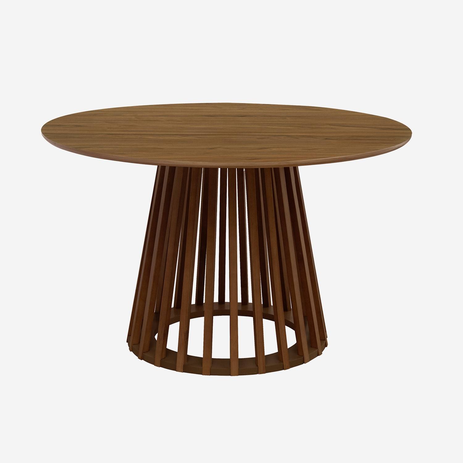 Table à manger effet bois noyer,  Ø120cm 4 places