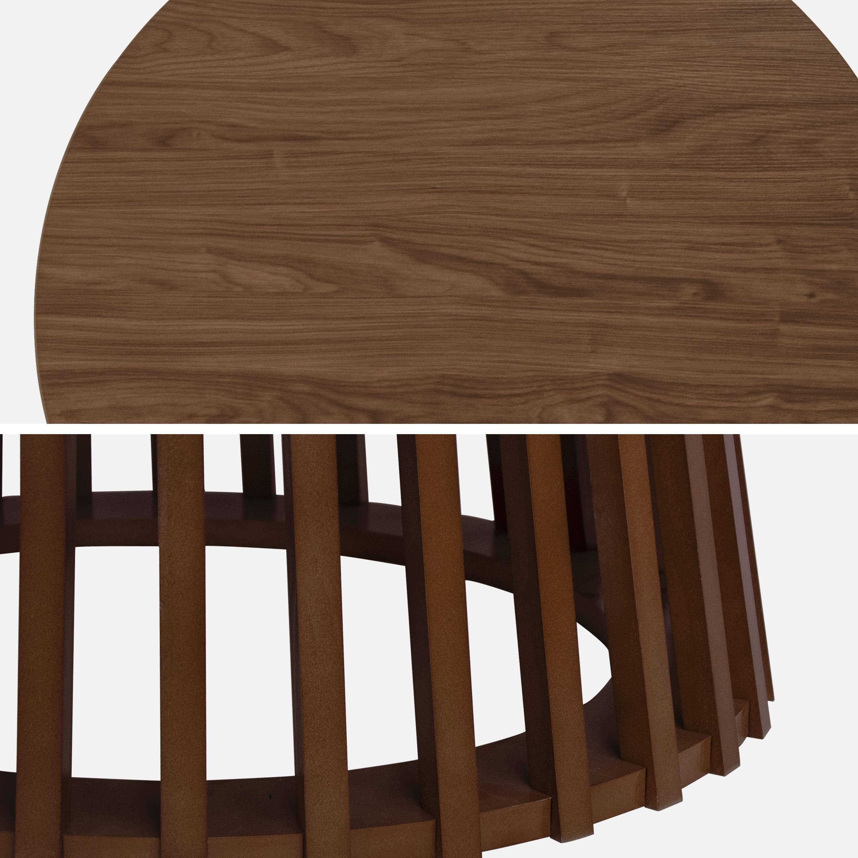 Eettafel met walnootkleurig houteffect, sparrenhouten poten, 4 zitplaatsen, Ø120cm,sweeek,Photo2