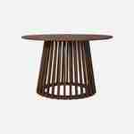 Eettafel met walnootkleurig houteffect, sparrenhouten poten, 4 zitplaatsen, Ø120cm Photo1