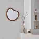 Miroir organique en bois de sapin 65cm épaisseur 3cm coloris noyer idéal entrée, chambre ou salle de bain Photo2