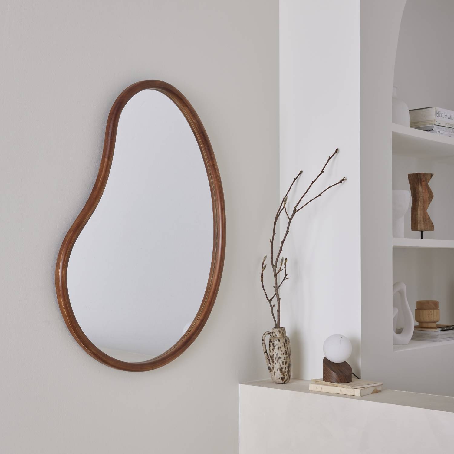 95cm wooden mirror, Walnut