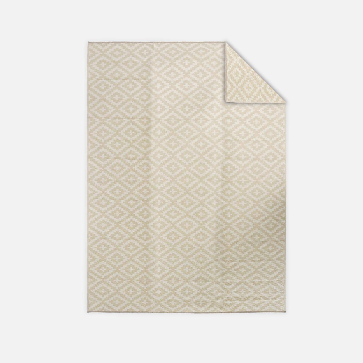 Tapis d’extérieur 270x360cm STOCKHOLM - Rectangulaire, motif losanges bleu / beige, jacquard, réversible, indoor / outdoor, Photo1