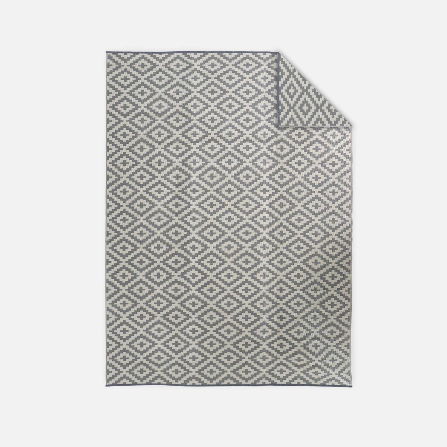Tapete de exterior 270x360cm STOCKHOLM - Retangular, padrão de diamante caqui, jacquard, reversível, interior / exterior,,sweeek,Photo1