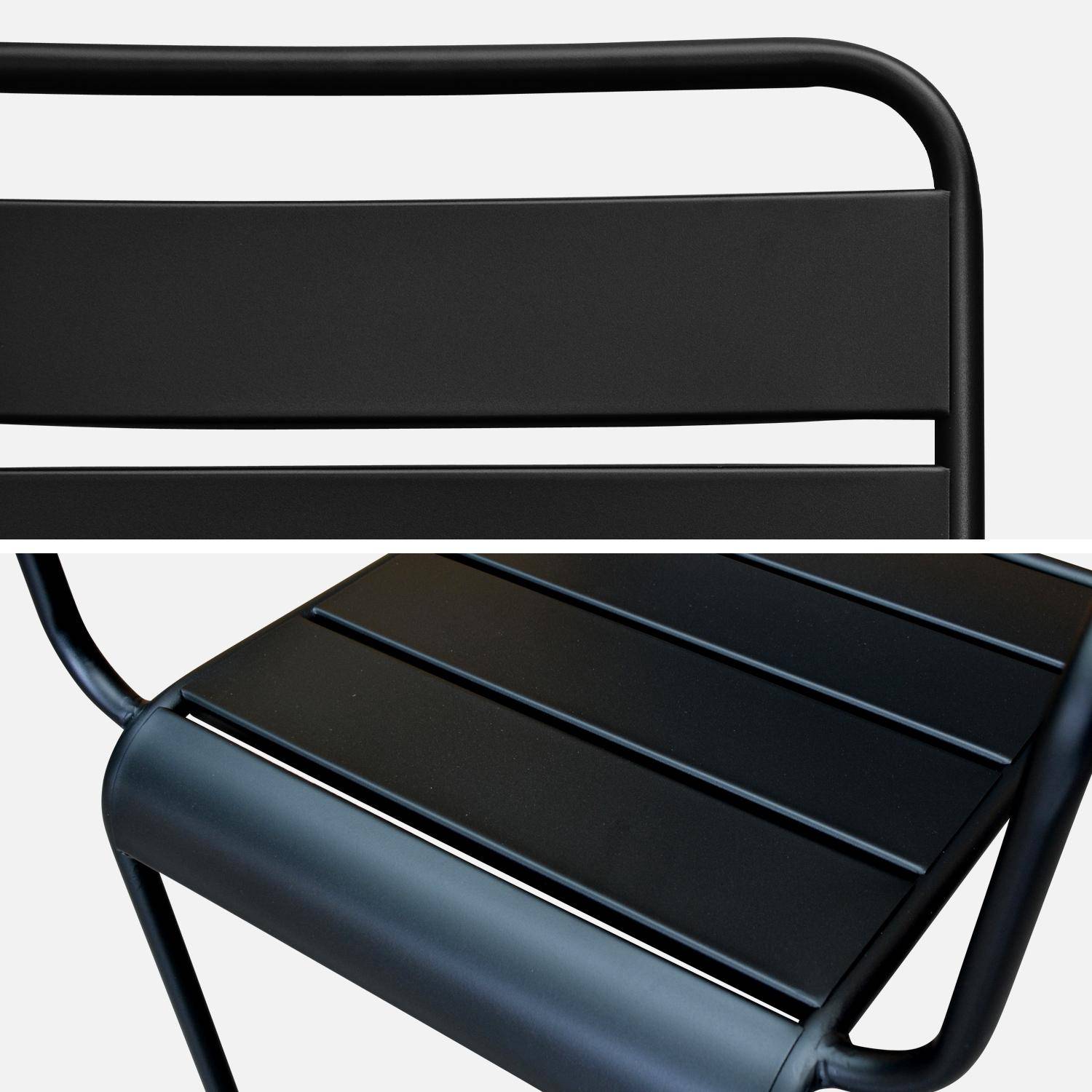 Lot de 2 fauteuils intérieur / extérieur en métal peinture antirouille empilables coloris noir,sweeek,Photo4