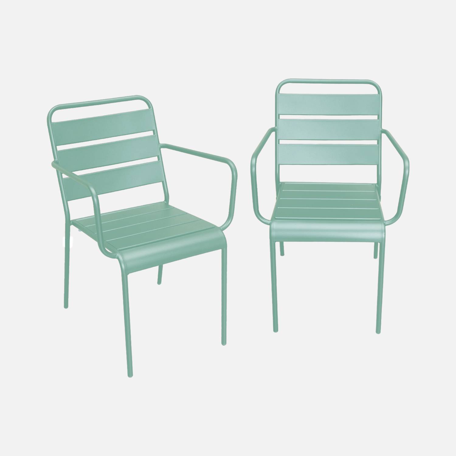 2er Set stapelbare Sessel aus Metall in jadegrün l sweeek