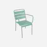 2er Set stapelbare Sessel aus Metall mit Rostschutzanstrich für den Innen- und Außenbereich, in jadegrün - Riviera Photo2
