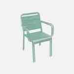 Lot de 2 fauteuils intérieur / extérieur en métal peinture antirouille empilables coloris vert jade Photo3