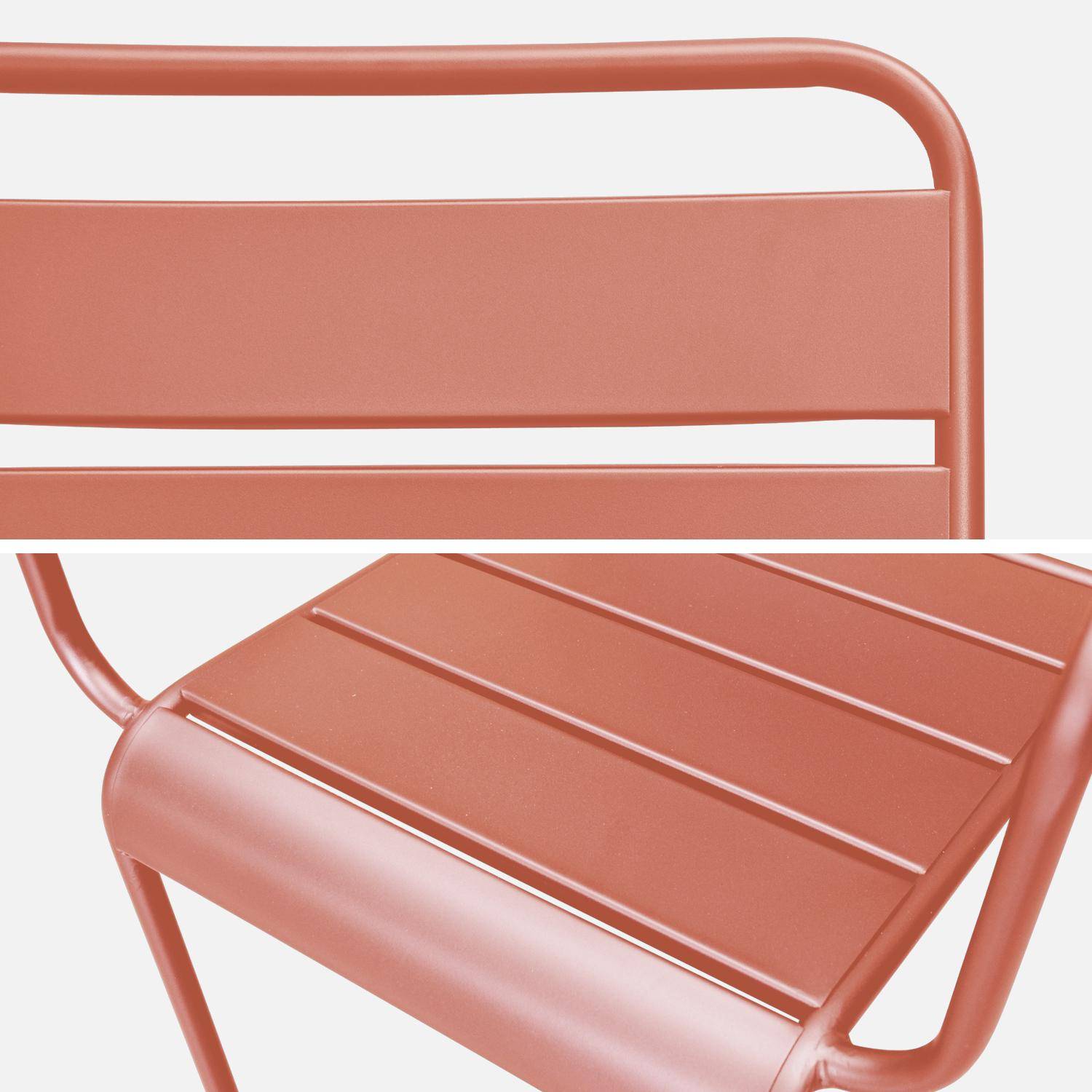 Lot de 2 fauteuils intérieur / extérieur en métal peinture antirouille empilables coloris rose saumon,sweeek,Photo4