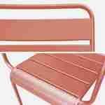 Lot de 2 fauteuils intérieur / extérieur en métal peinture antirouille empilables coloris rose saumon Photo4