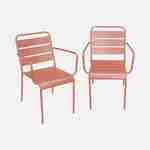 Set van 2 stapelbare zalmroze metalen stoelen voor binnen of buiten Photo1