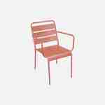 2er Set stapelbare Sessel aus Metall mit Rostschutzanstrich für den Innen- und Außenbereich, in lachsrosa - Riviera Photo2
