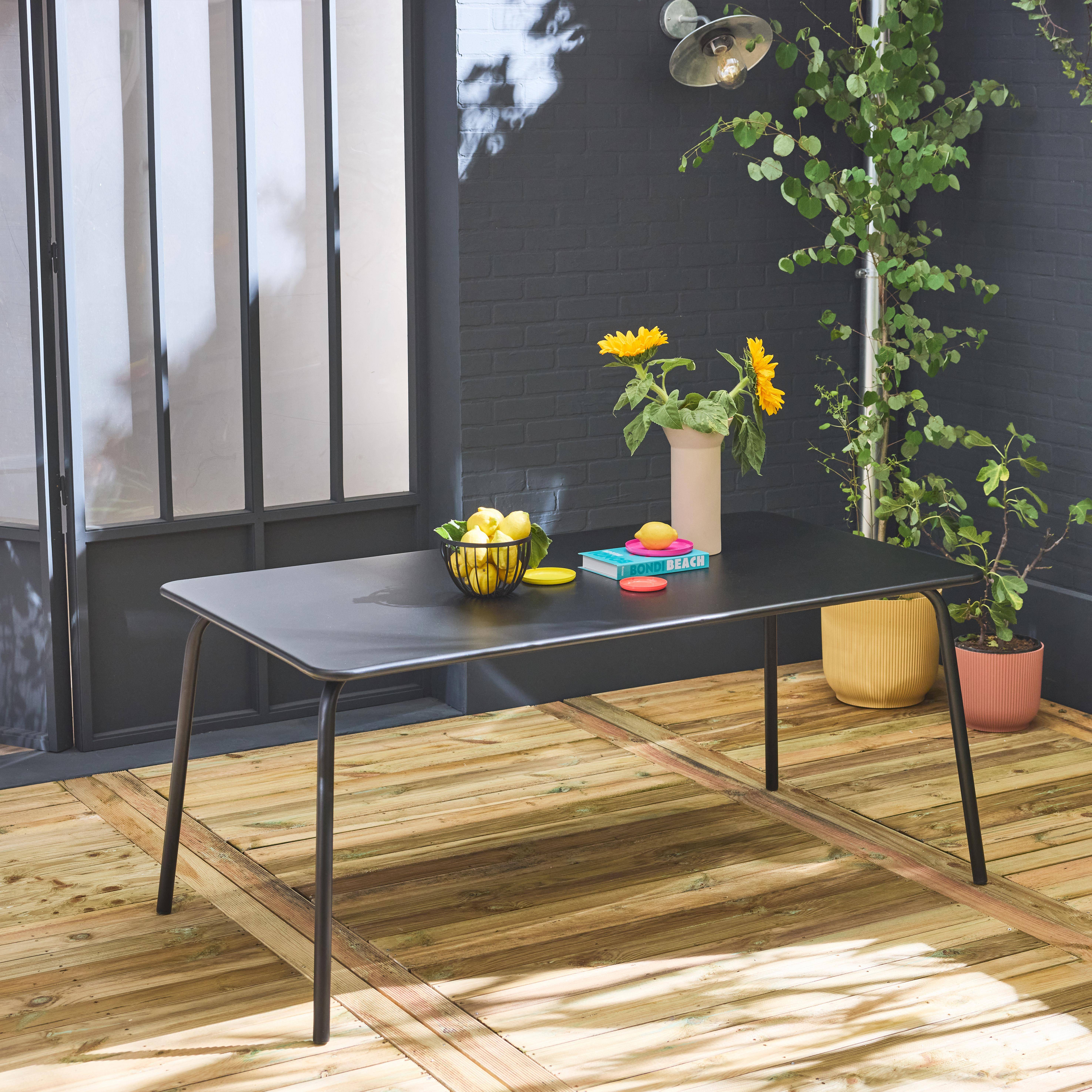 Table de jardin en métal (acier peint par électrophorèse avec protection antirouille) 160x90cm coloris noir,sweeek,Photo2