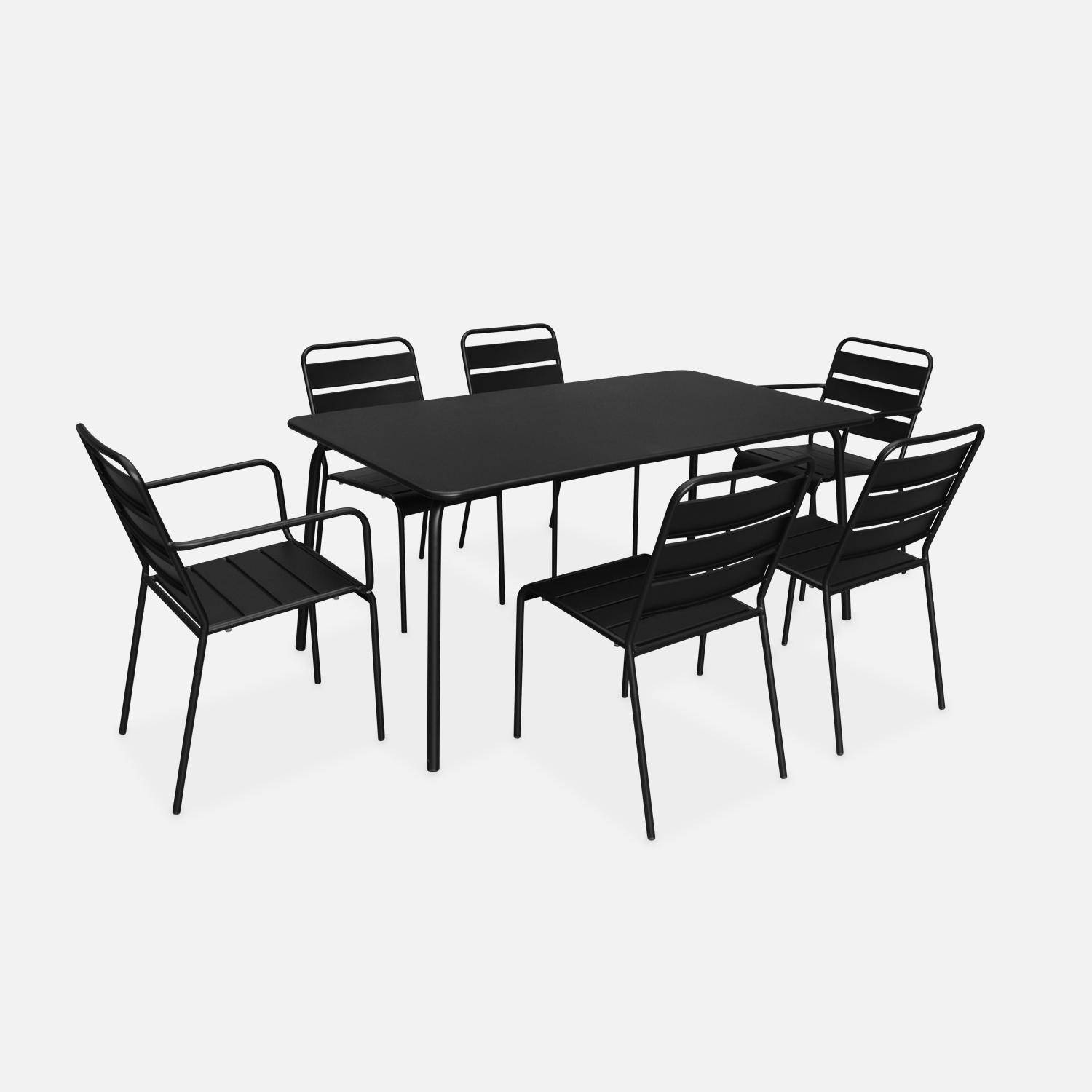 Gartentisch aus Metall (elektrophoretisch lackierter Stahl mit Rostschutz) 160x90cm, schwarz Photo2