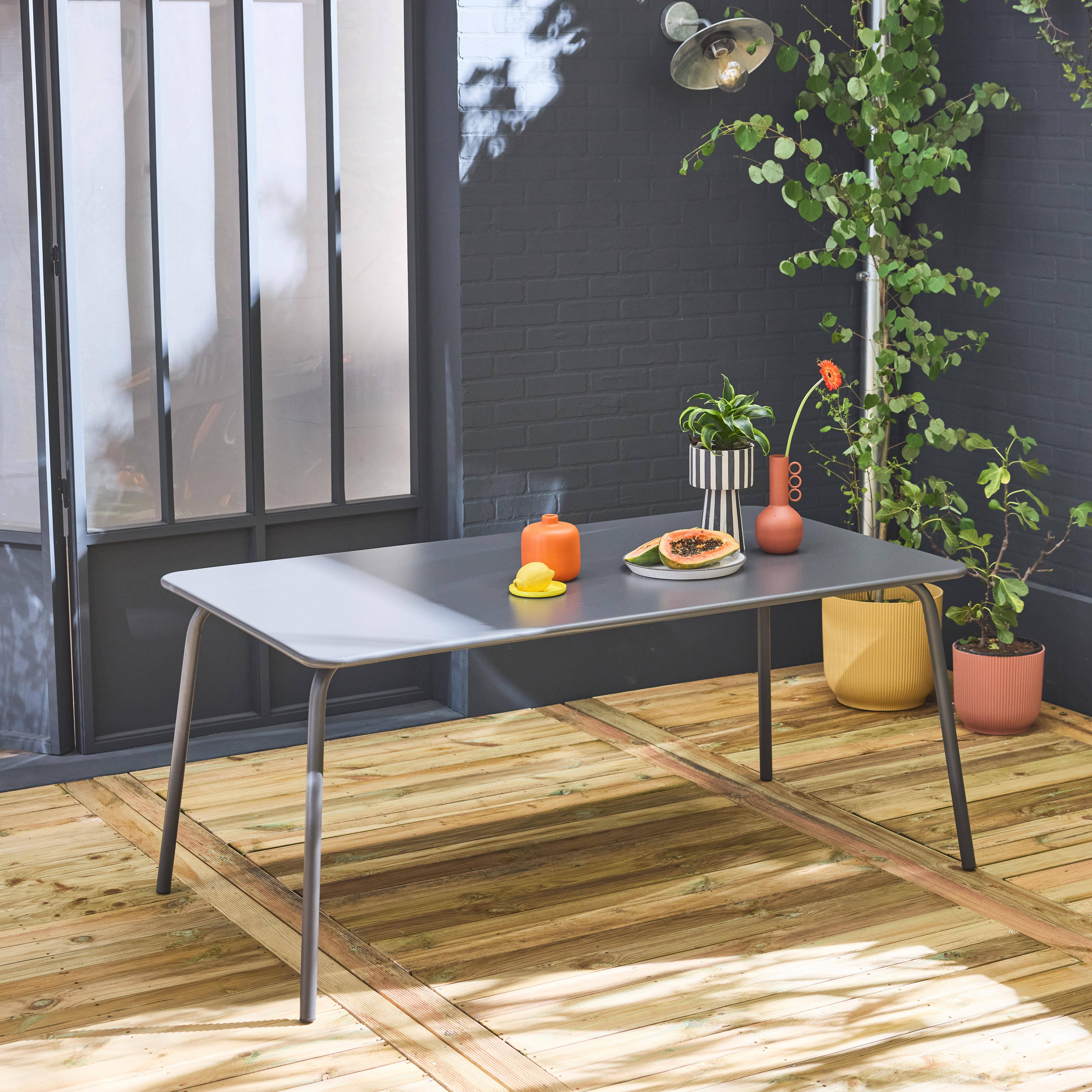 Tavolo da giardino in metallo a 6 posti, Tavolo Riviera, Grigio, 90x160x72 cm Photo2