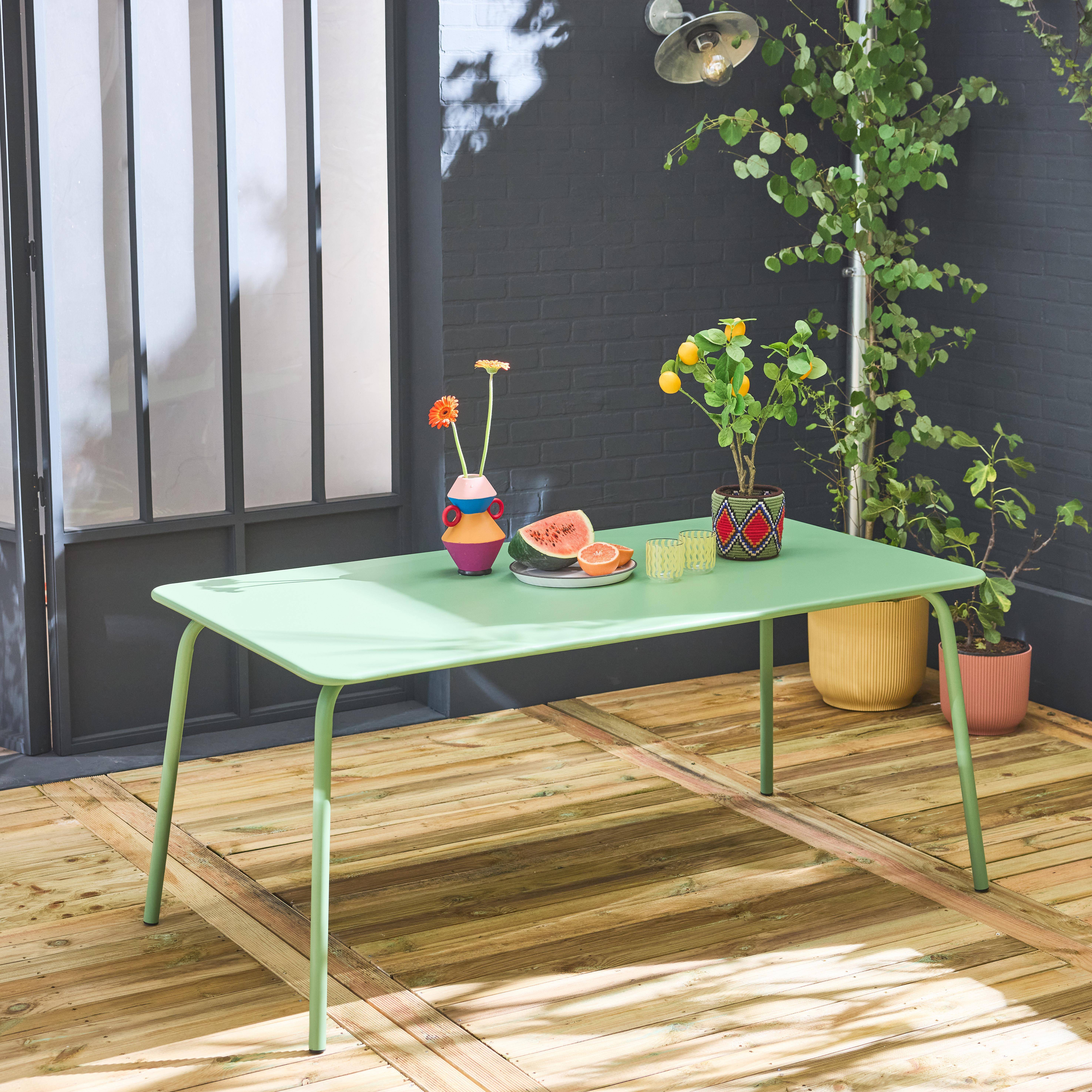 Tavolo da giardino in metallo a 6 posti, Tavolo Riviera, Verde acqua, 90x160x72 cm Photo2