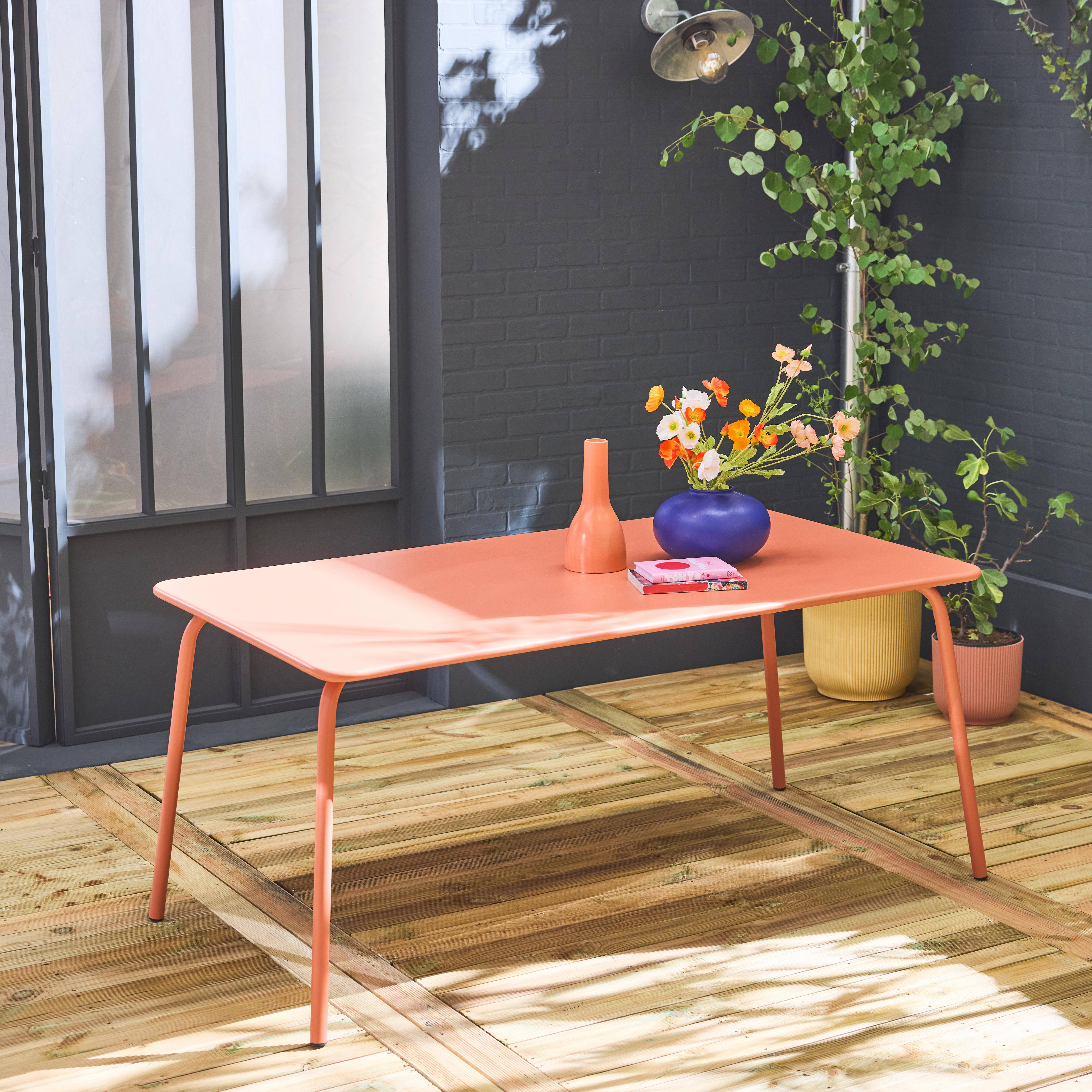 Tavolo da giardino in metallo a 6 posti, Tavolo Riviera, Rosa salmone, 90x160x72 cm Photo2