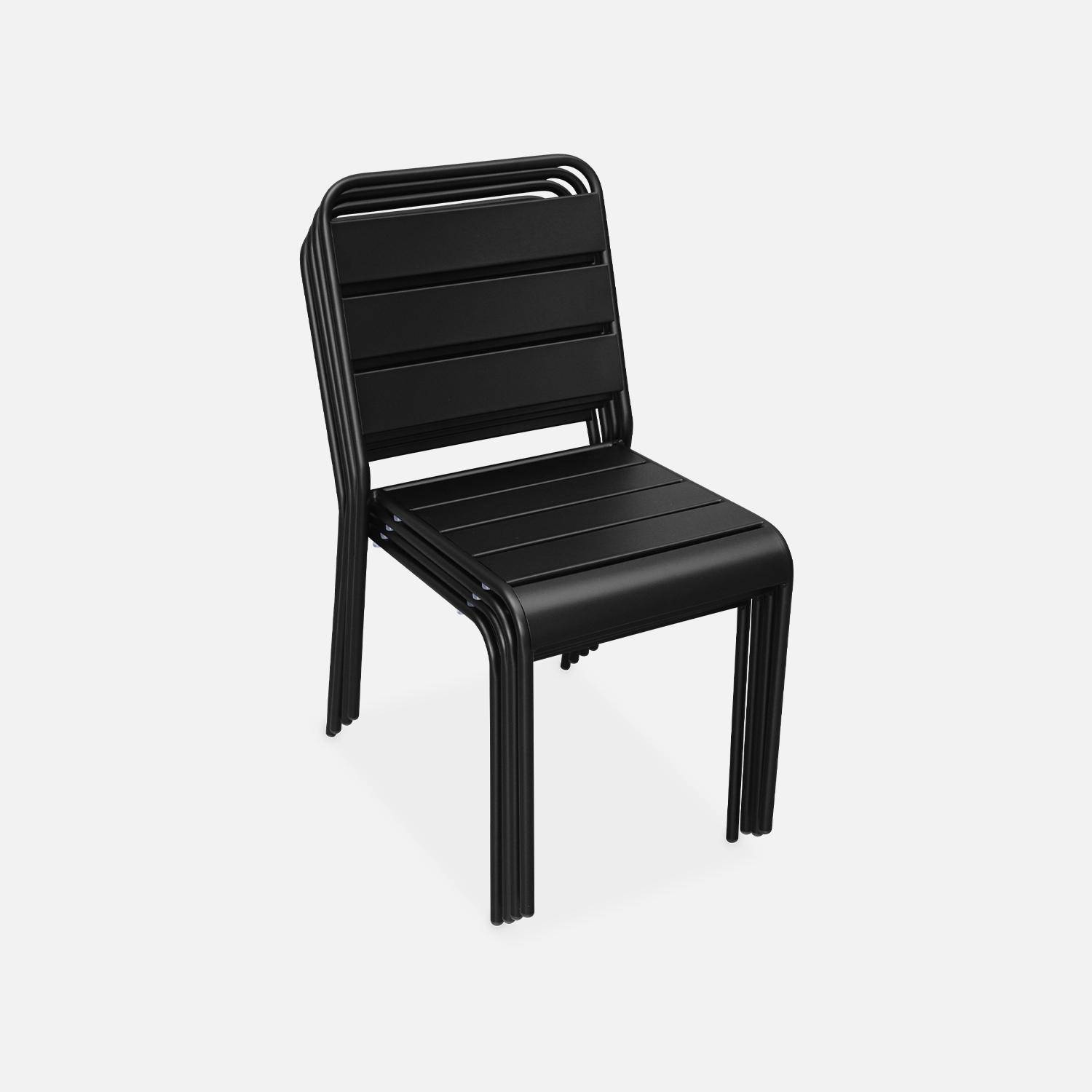 Lot de 4 chaises intérieur / extérieur en métal peinture antirouille empilables coloris noir,sweeek,Photo3