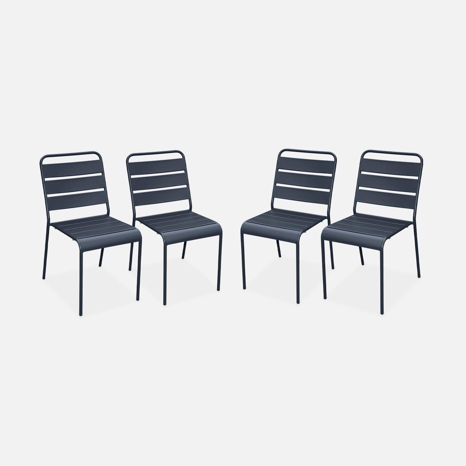4er Set Sessel für den Innen- und Außenbereich aus Metall mit Rostschutzanstrich, stapelbar, grau - Riviera,sweeek,Photo3