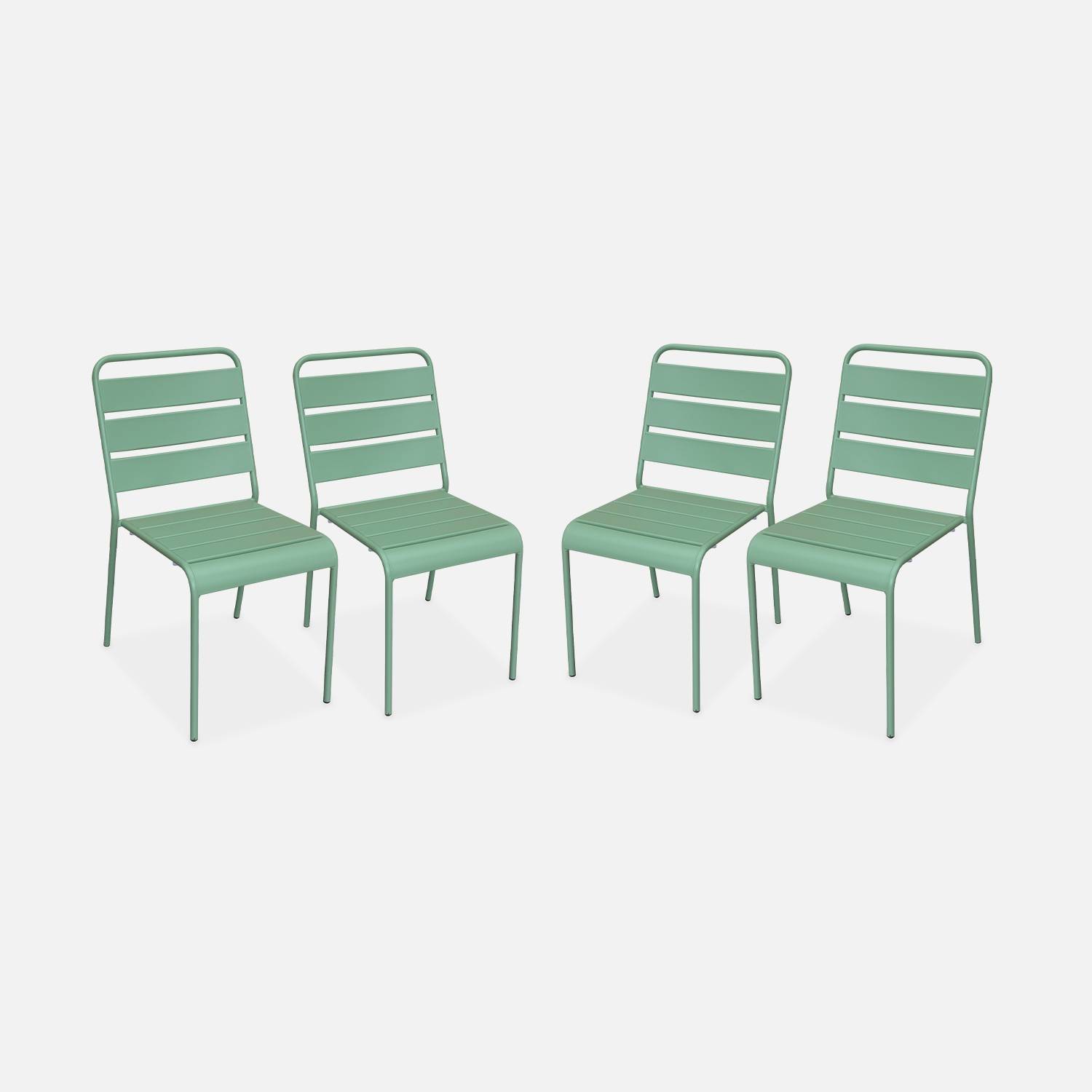 Lot de 4 chaises en métal empilables vert jade l sweeek
