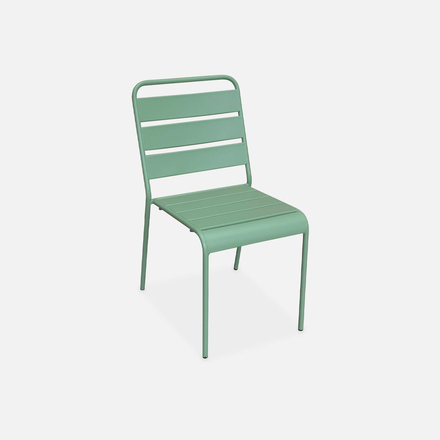 Set van 4 stapelbare metalen stoelen voor binnen en buiten, roestbestendige lak in jadegroen,sweeek,Photo2