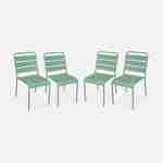 Set van 4 stapelbare metalen stoelen voor binnen en buiten, roestbestendige lak in jadegroen Photo1