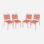 Lot de 4 chaises intérieur / extérieur en métal peinture antirouille empilables coloris rose saumon Photo1