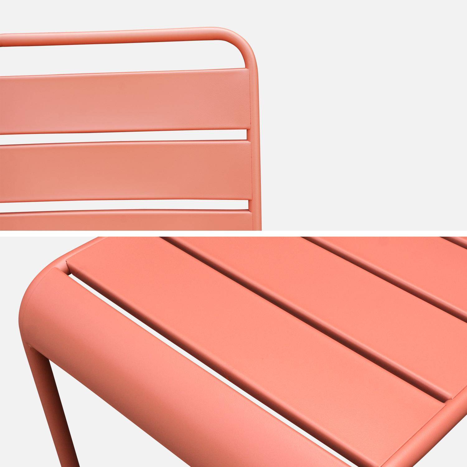 Lot de 4 chaises intérieur / extérieur en métal peinture antirouille empilables coloris rose saumon Photo4
